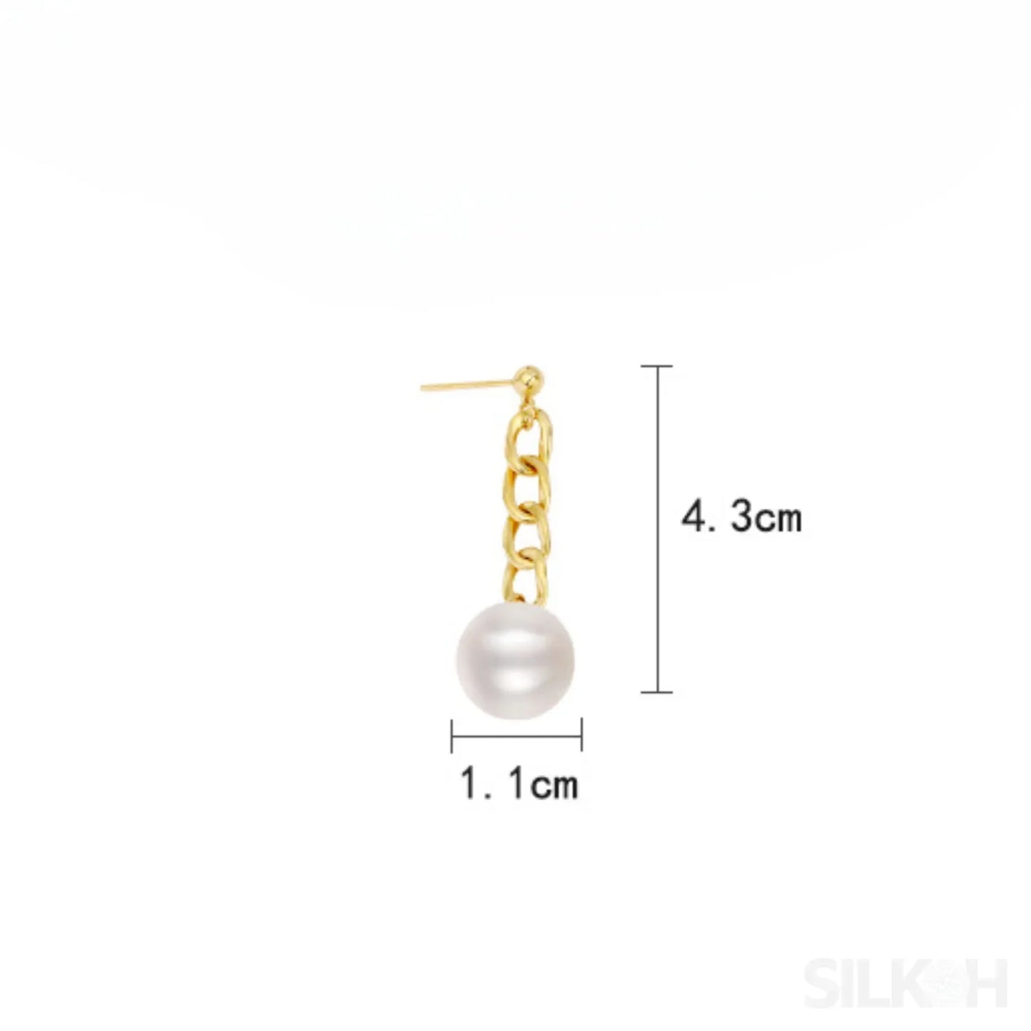 Chain Links 14K Gold Plated Sterling Silver Pearl Dangle Earrings Luz - Sassygrove