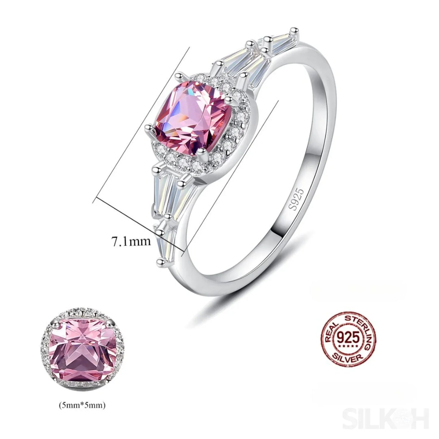Cushion Cut Sterling Silver Pink Morganite Bridal Jewelry Set Amy - Sassygrove