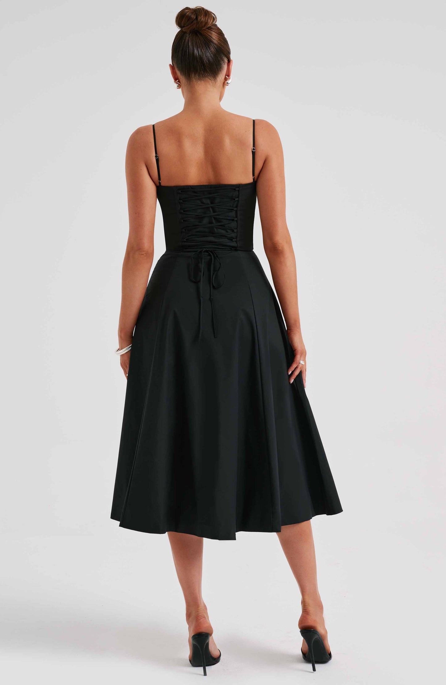 Delilah Midi Dress - Black - Sassygrove