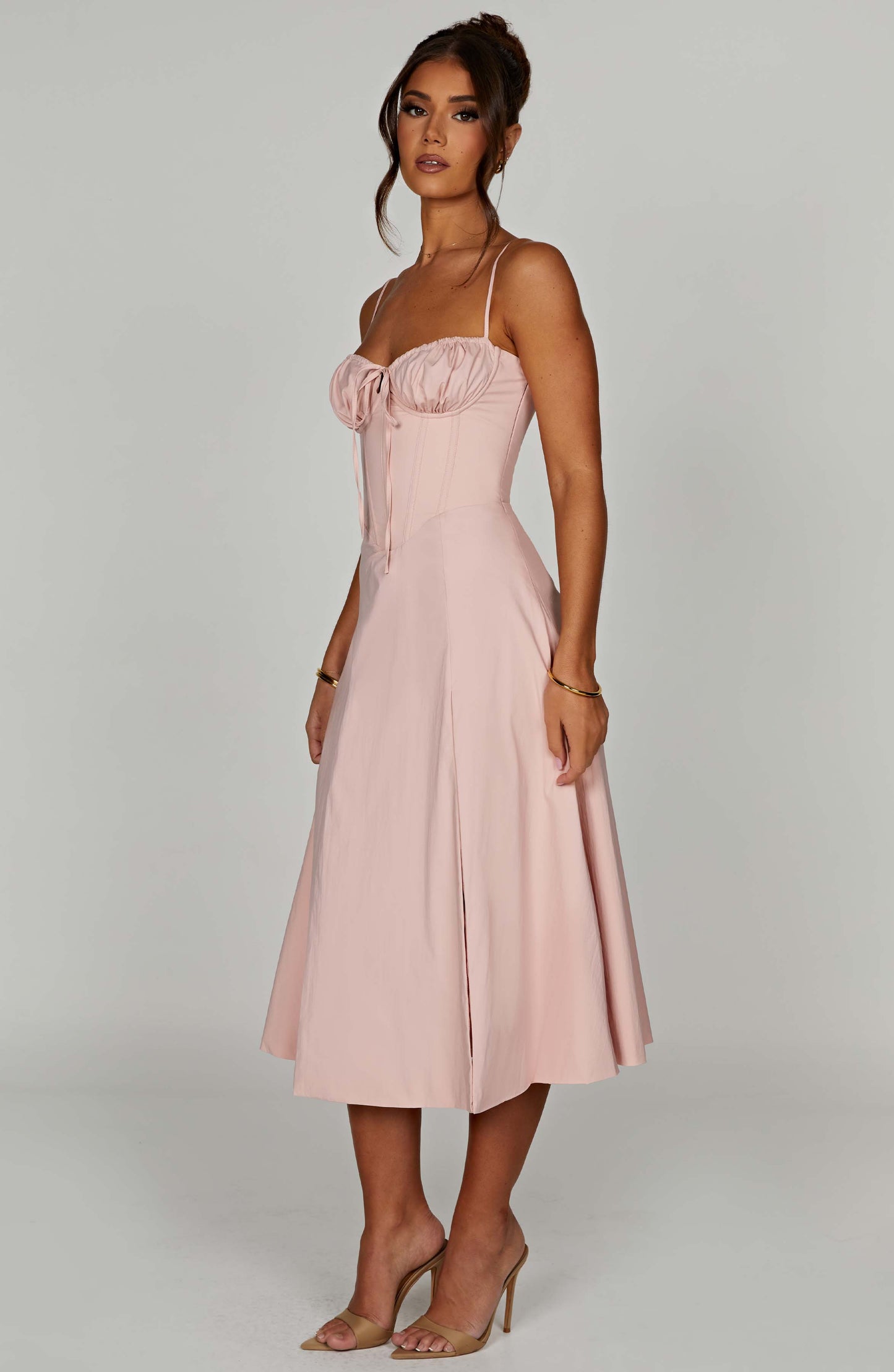 Delilah Midi Dress - Blush - Sassygrove