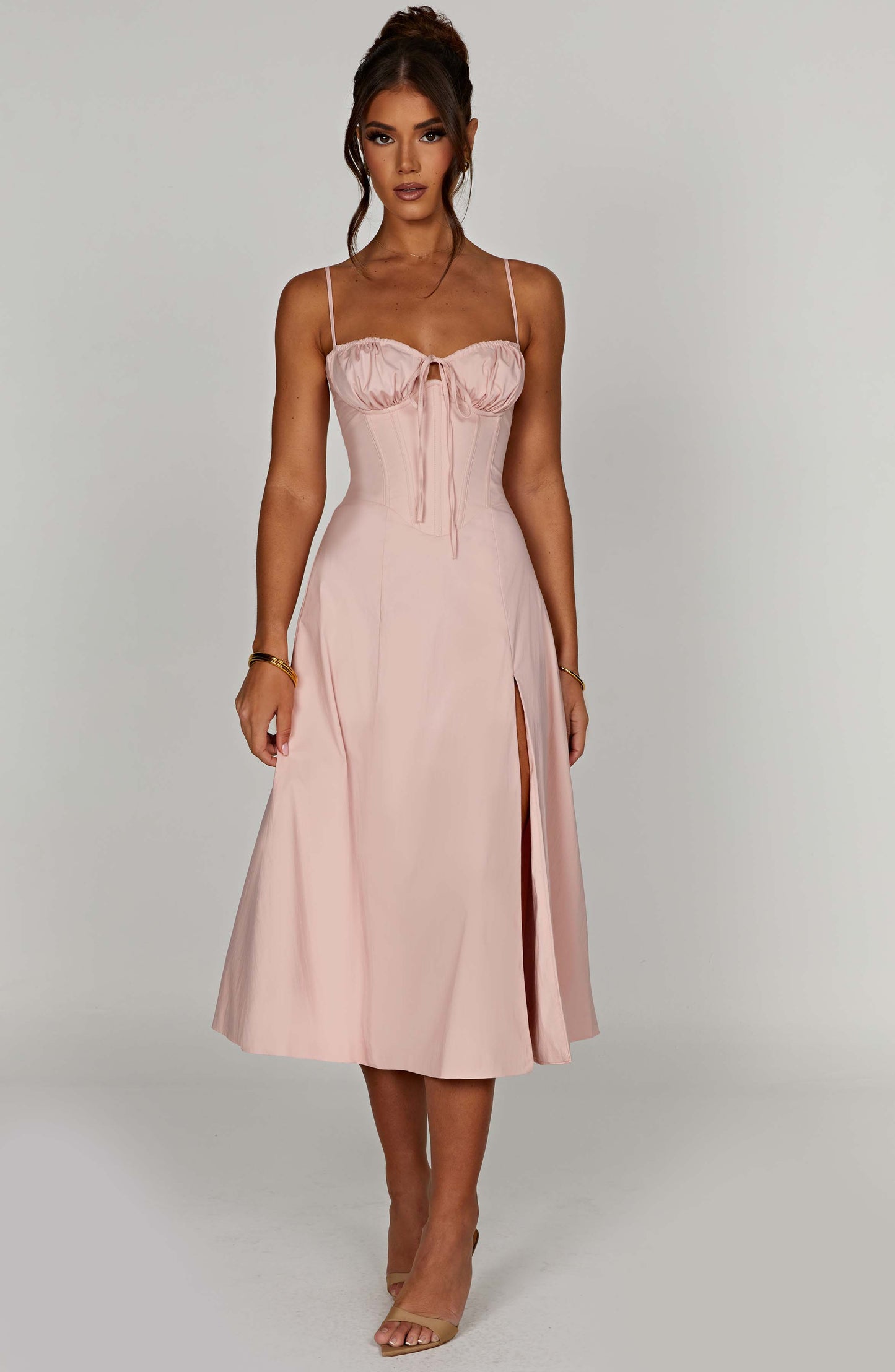 Delilah Midi Dress - Blush - Sassygrove