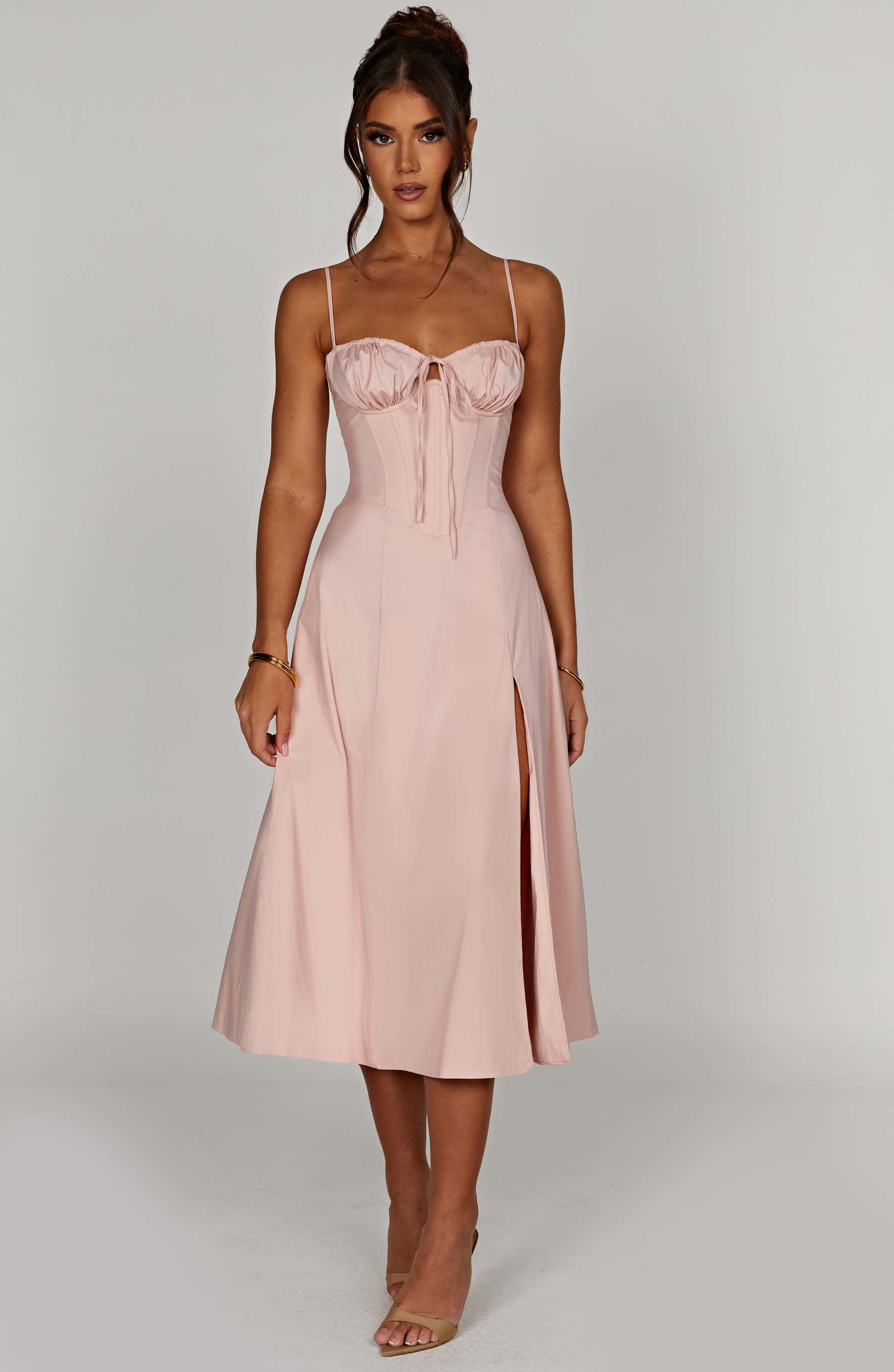Delilah Midi Dress - Blush - Sassygrove
