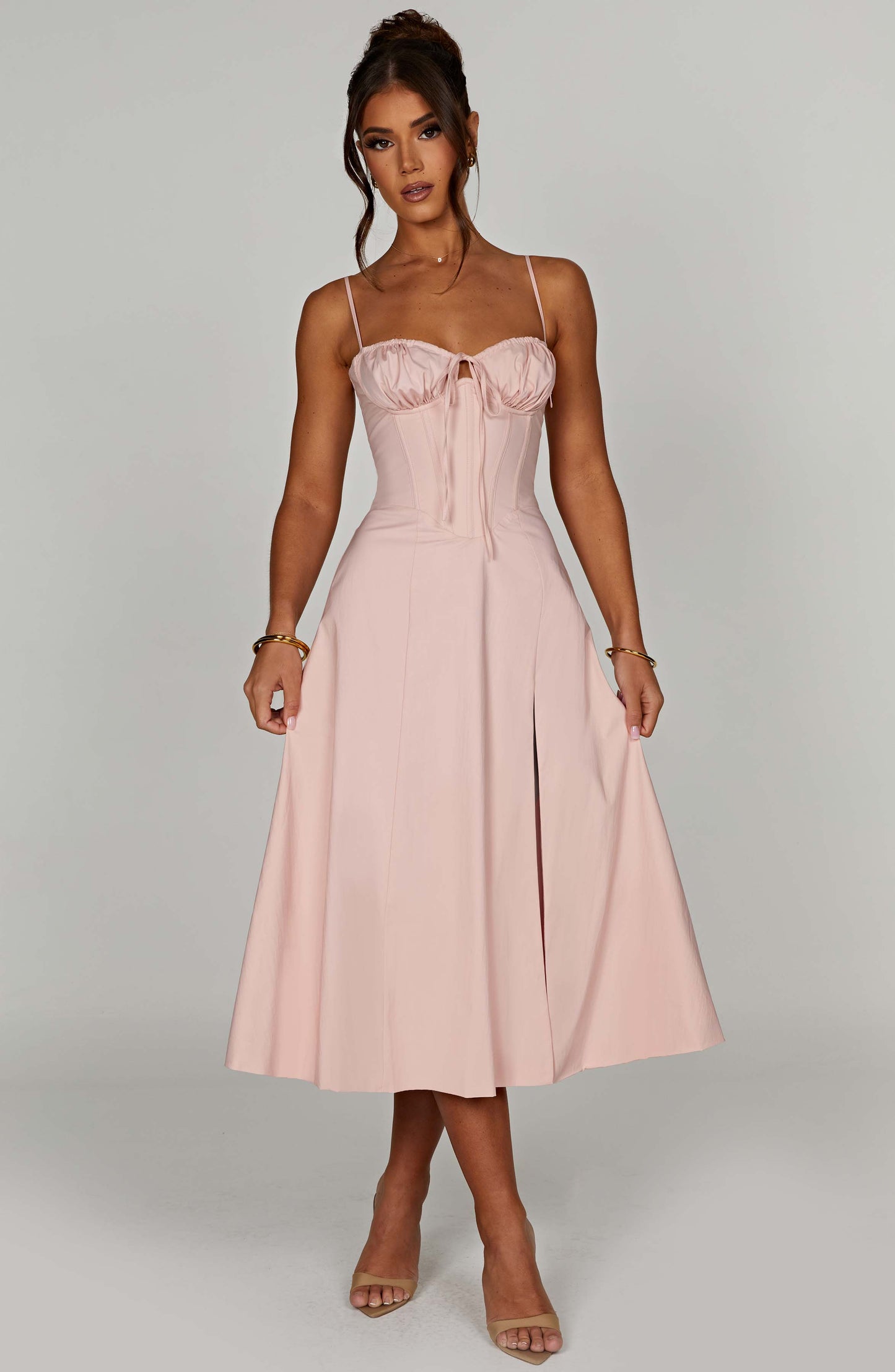 Delilah Midi Dress - Blush - Sassygrove