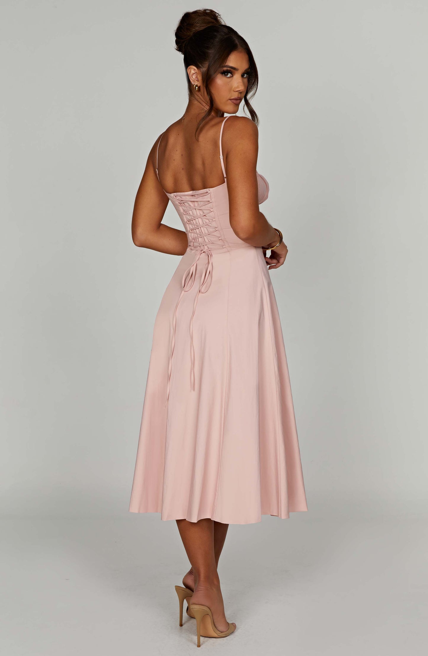 Delilah Midi Dress - Blush - Sassygrove