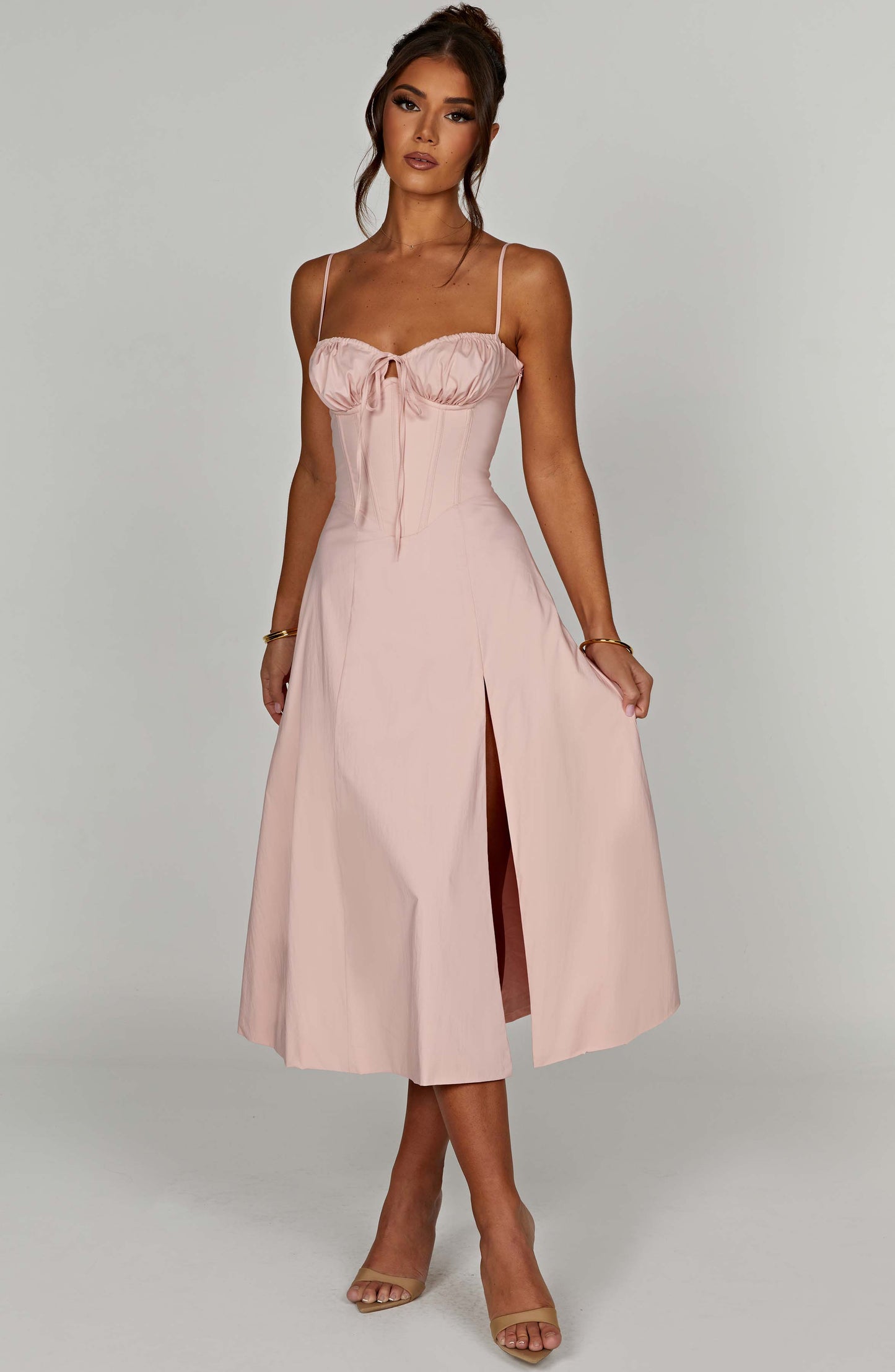 Delilah Midi Dress - Blush - Sassygrove