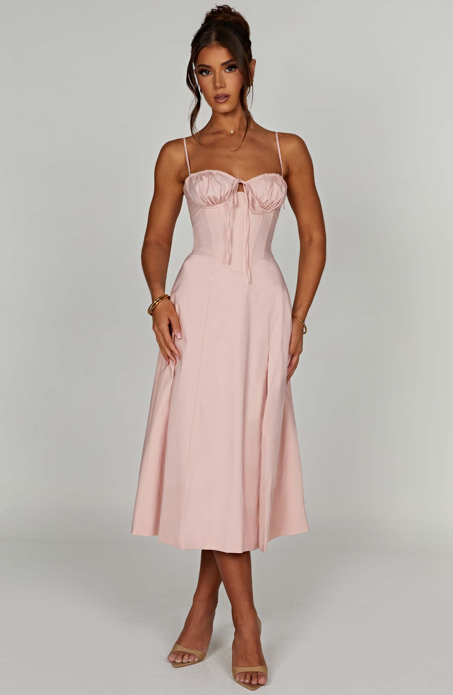 Delilah Midi Dress - Blush - Sassygrove