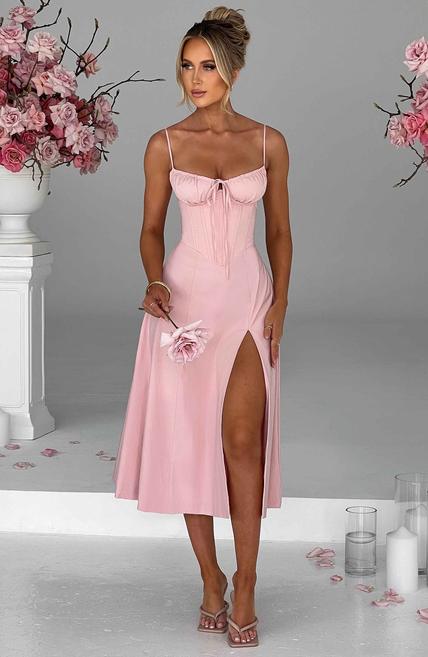 Delilah Midi Dress - Blush - Sassygrove