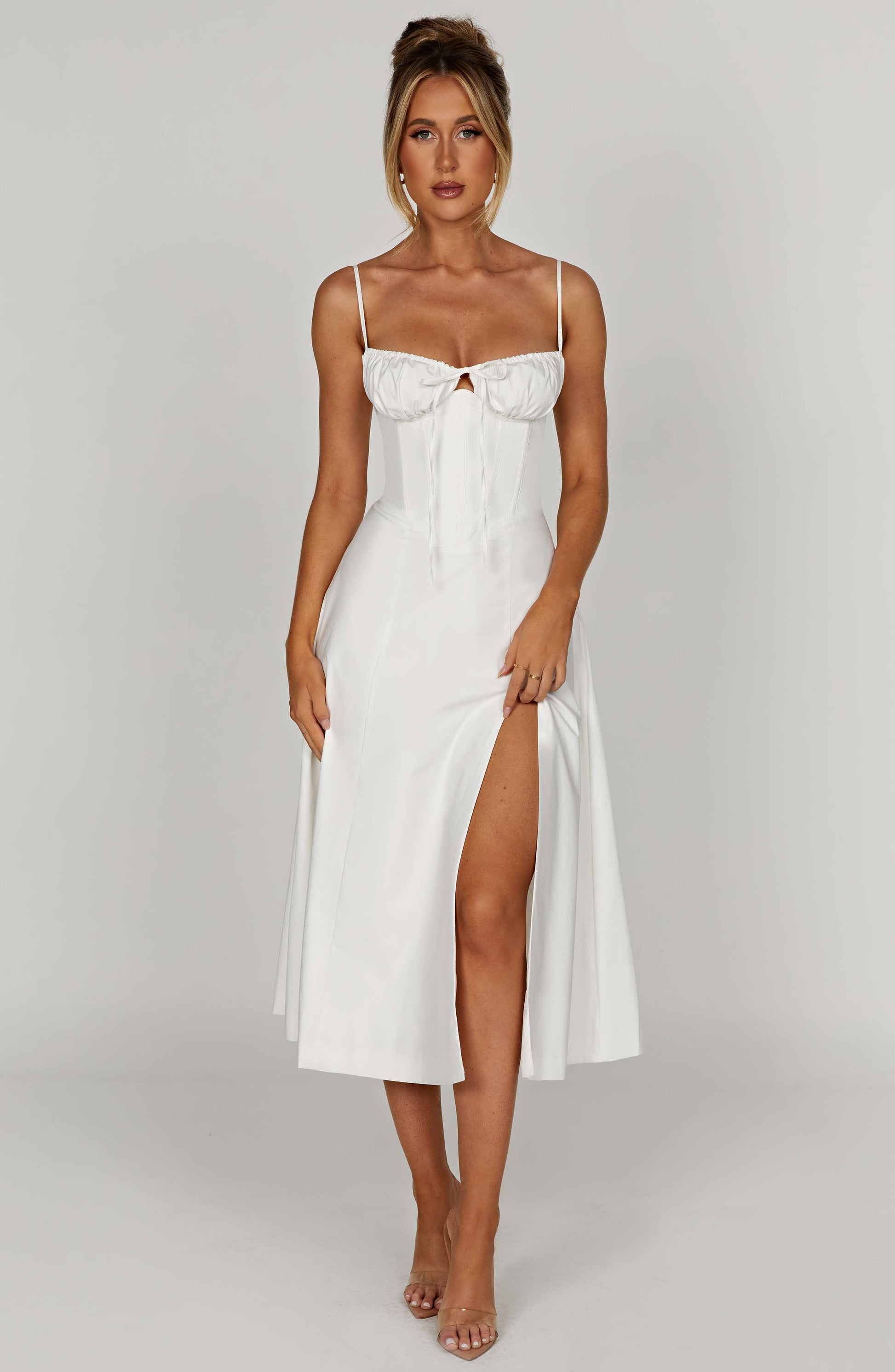 Delilah Midi Dress - Ivory - Sassygrove