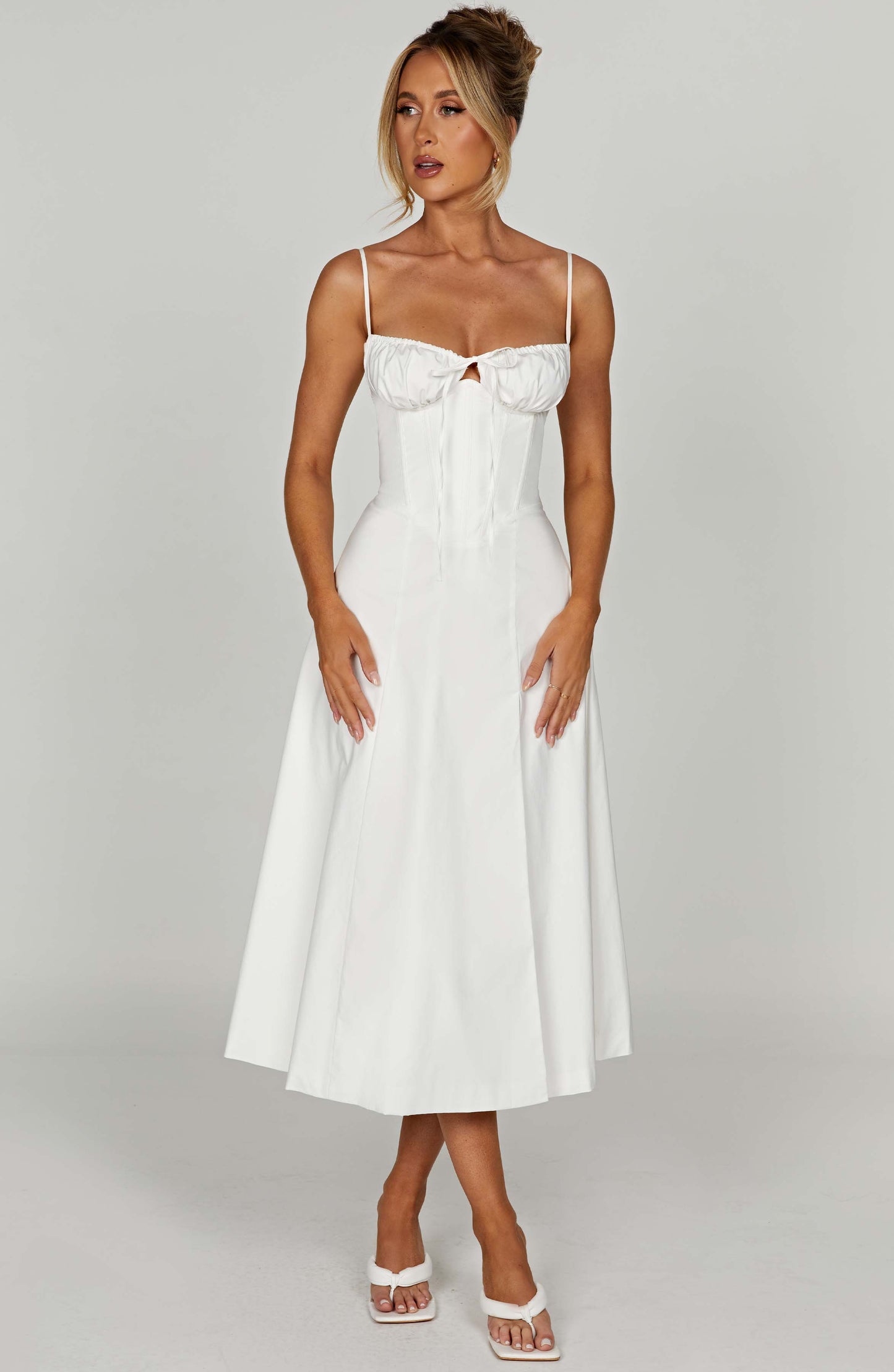 Delilah Midi Dress - Ivory - Sassygrove