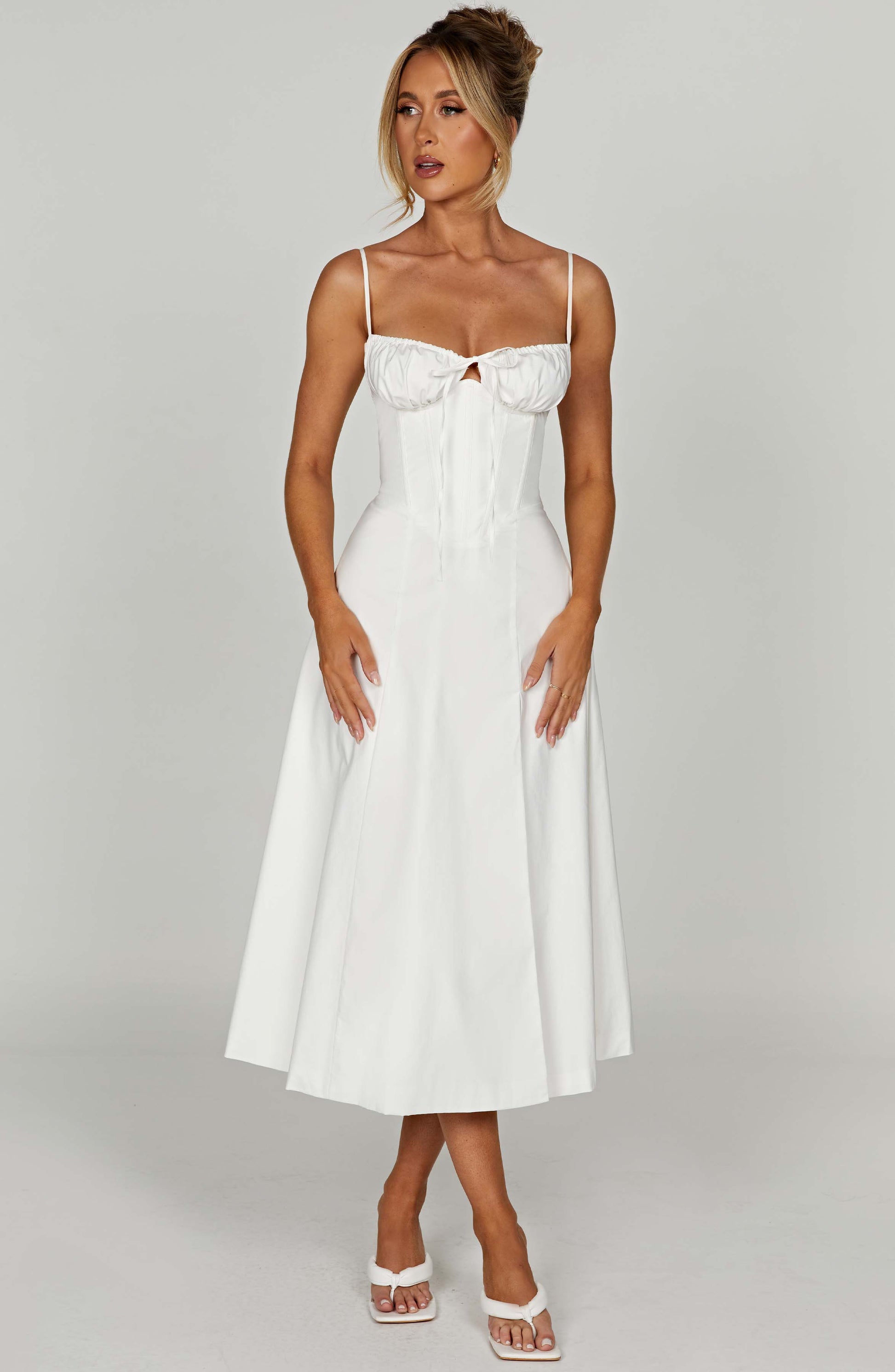 Delilah Midi Dress - Ivory - Sassygrove