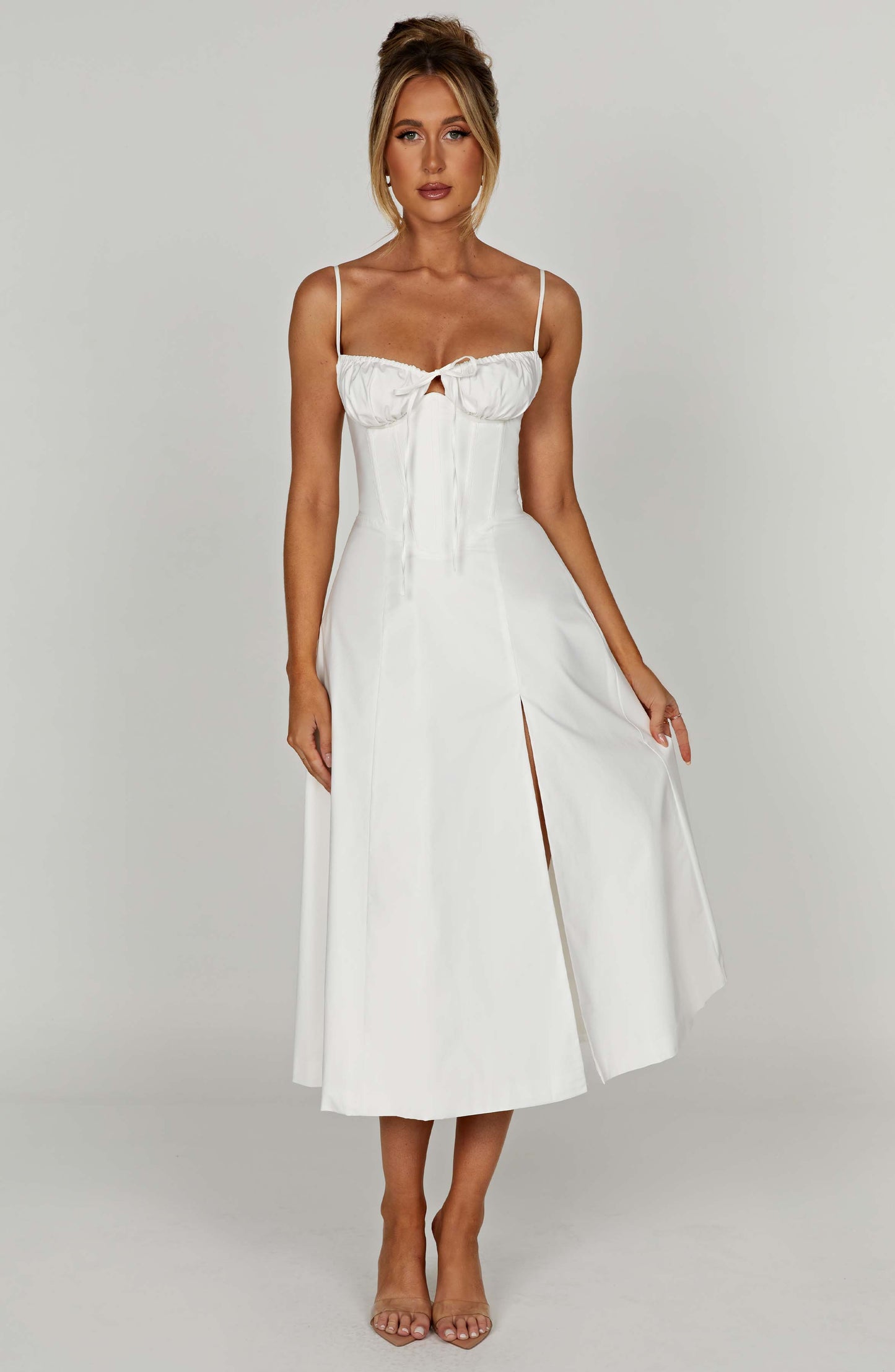 Delilah Midi Dress - Ivory - Sassygrove