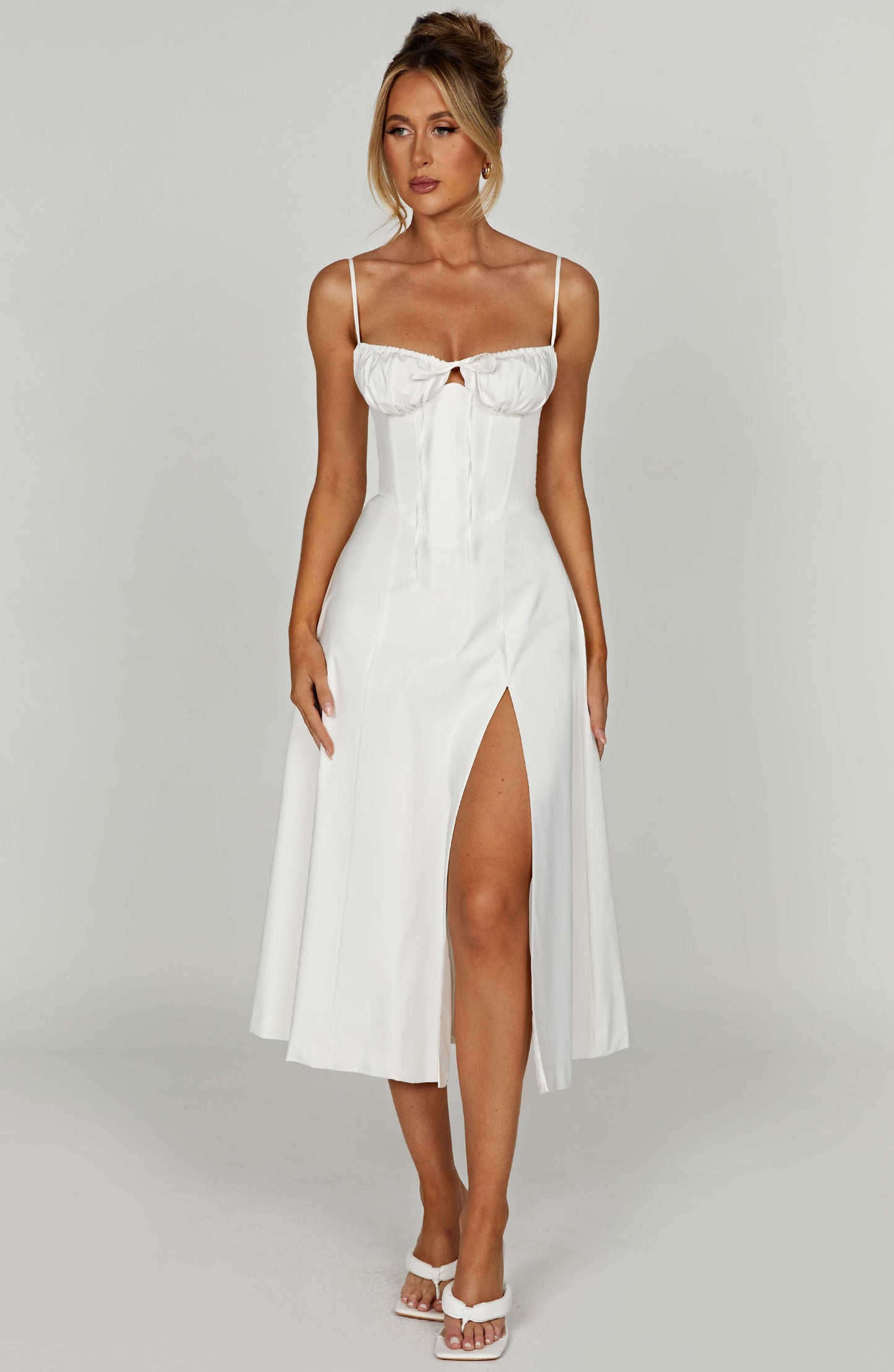 Delilah Midi Dress - Ivory - Sassygrove