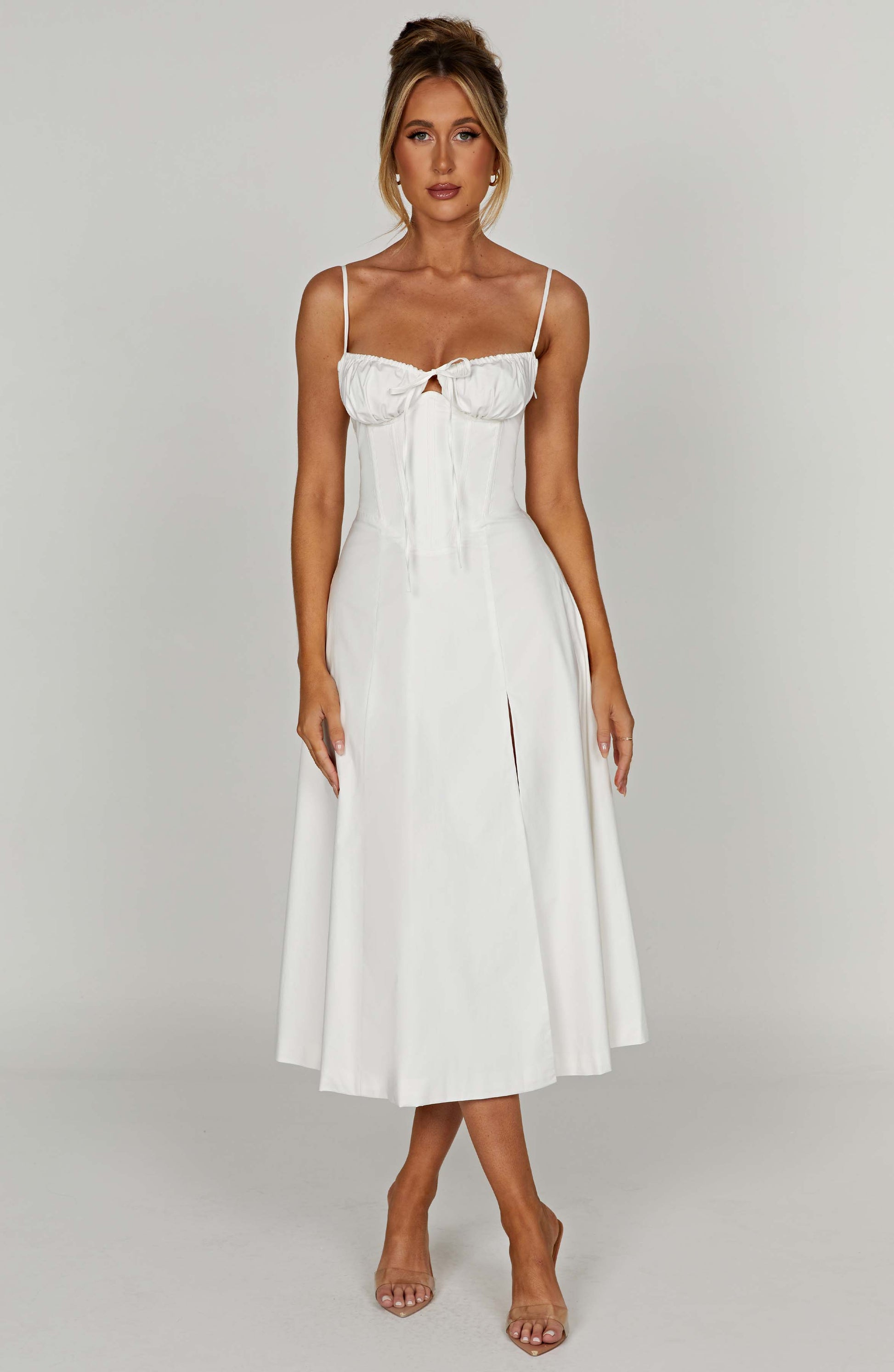 Delilah Midi Dress - Ivory - Sassygrove