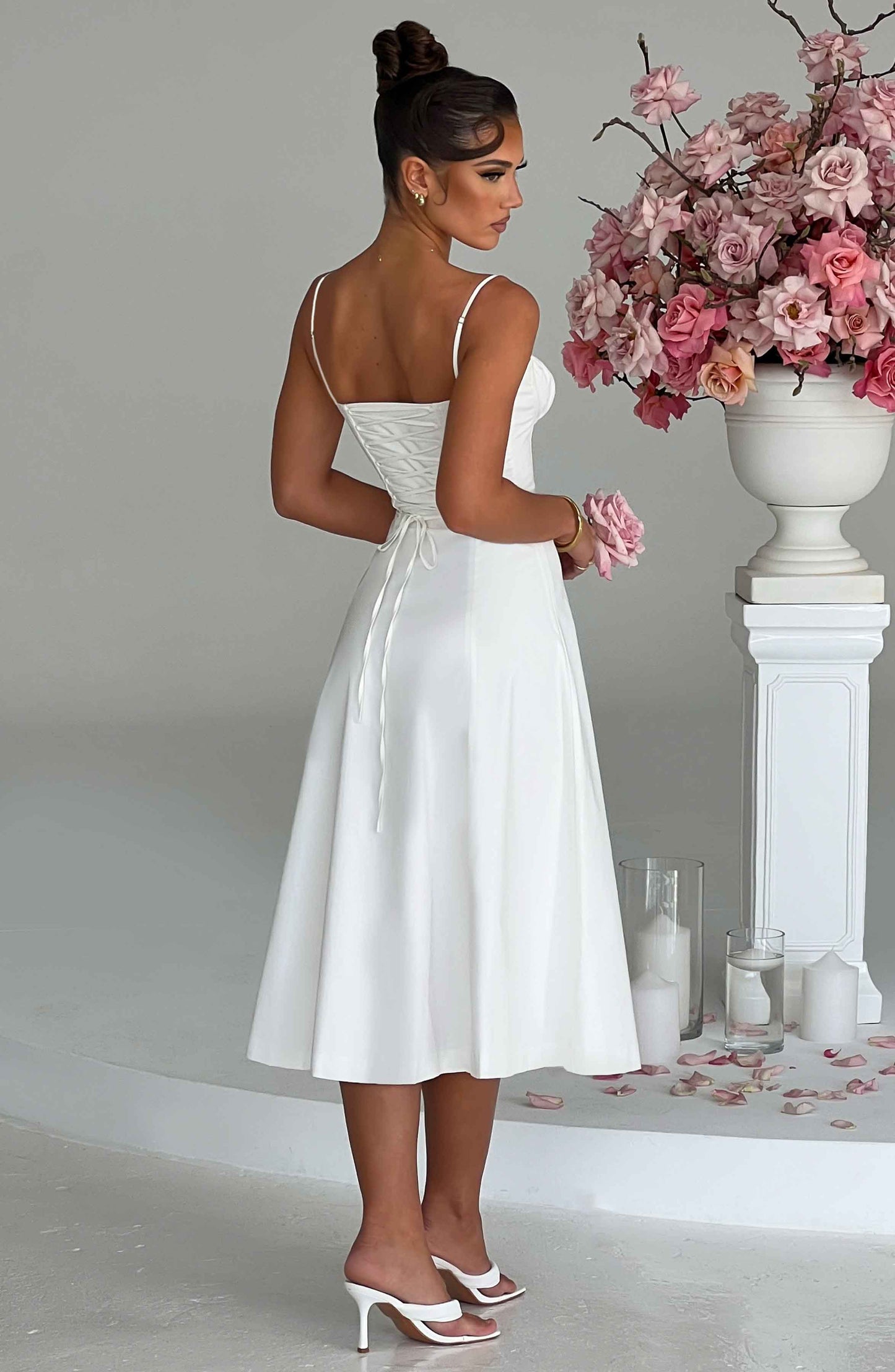 Delilah Midi Dress - Ivory - Sassygrove