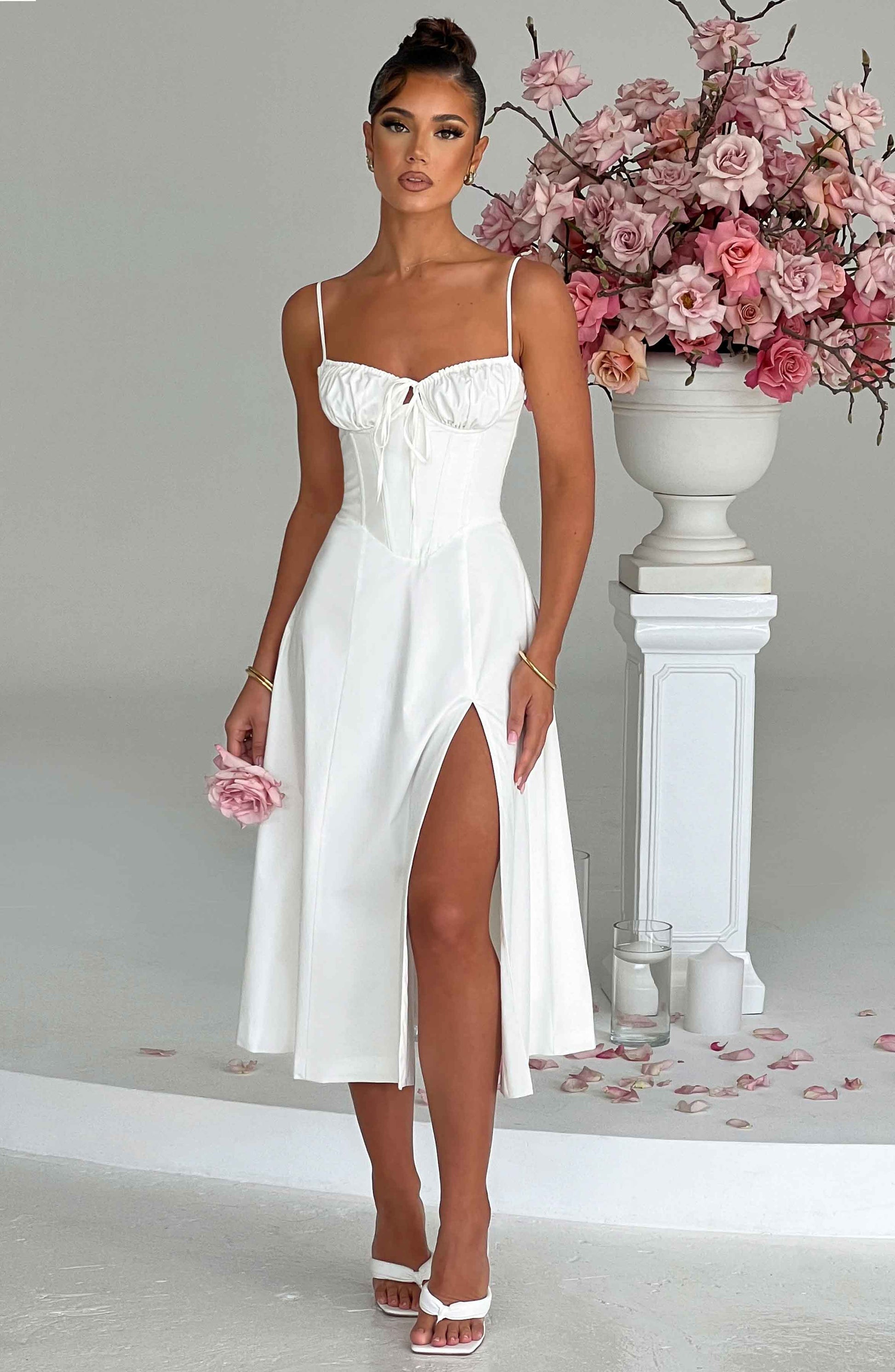 Delilah Midi Dress - Ivory - Sassygrove