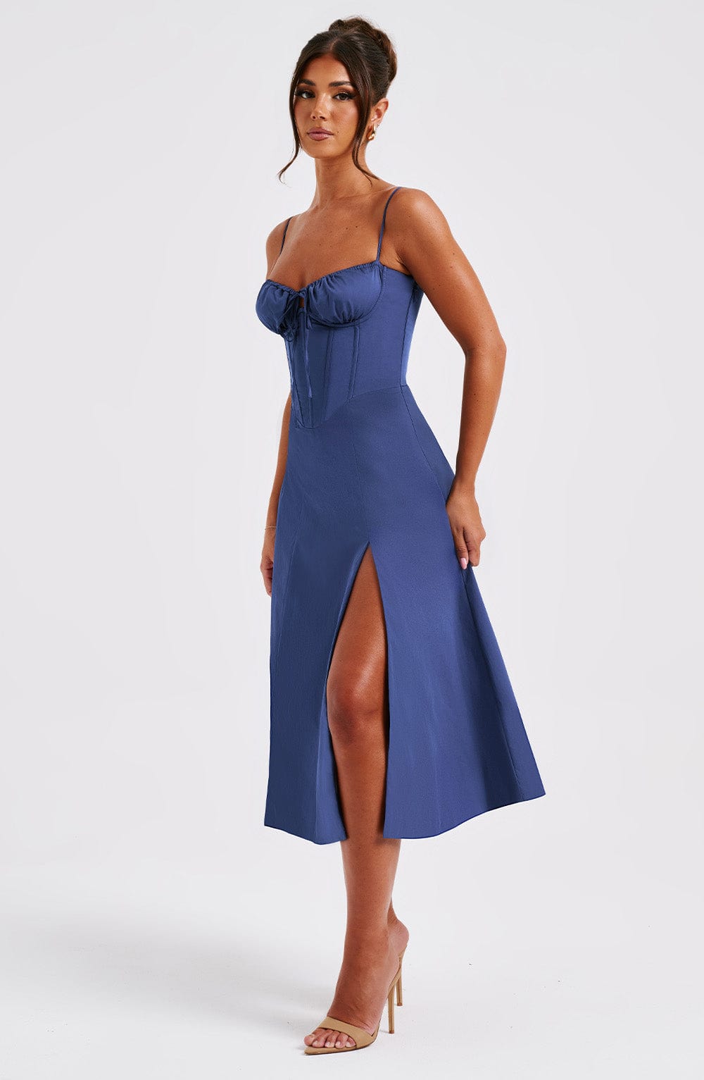 Delilah Midi Dress - Navy - Sassygrove