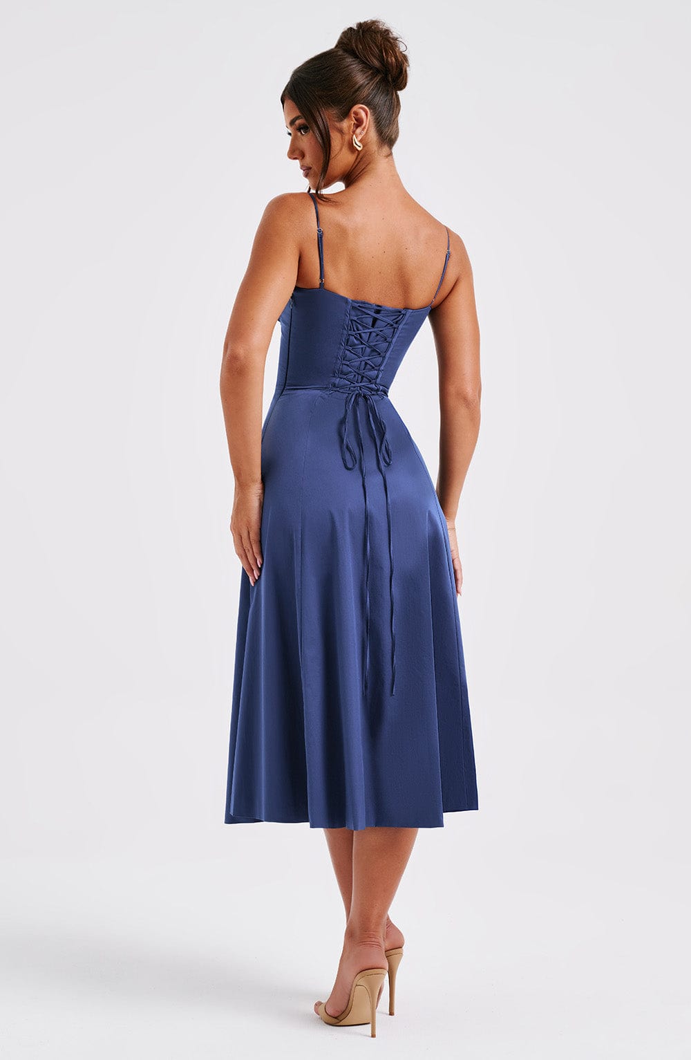 Delilah Midi Dress - Navy - Sassygrove