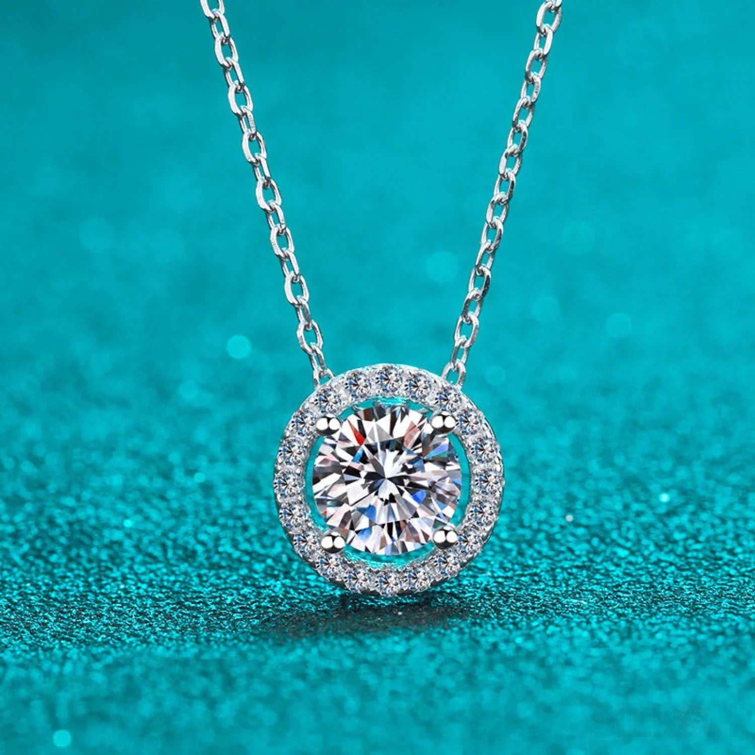 Elegant Halo Pendant 925 Sterling Silver Moissanite Necklace Ana - Sassygrove