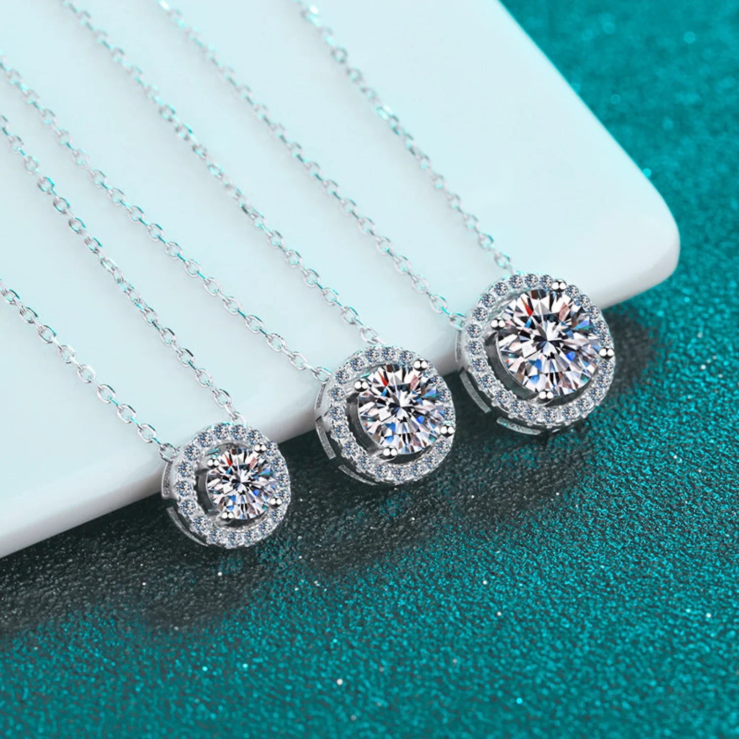 Elegant Halo Pendant 925 Sterling Silver Moissanite Necklace Ana - Sassygrove