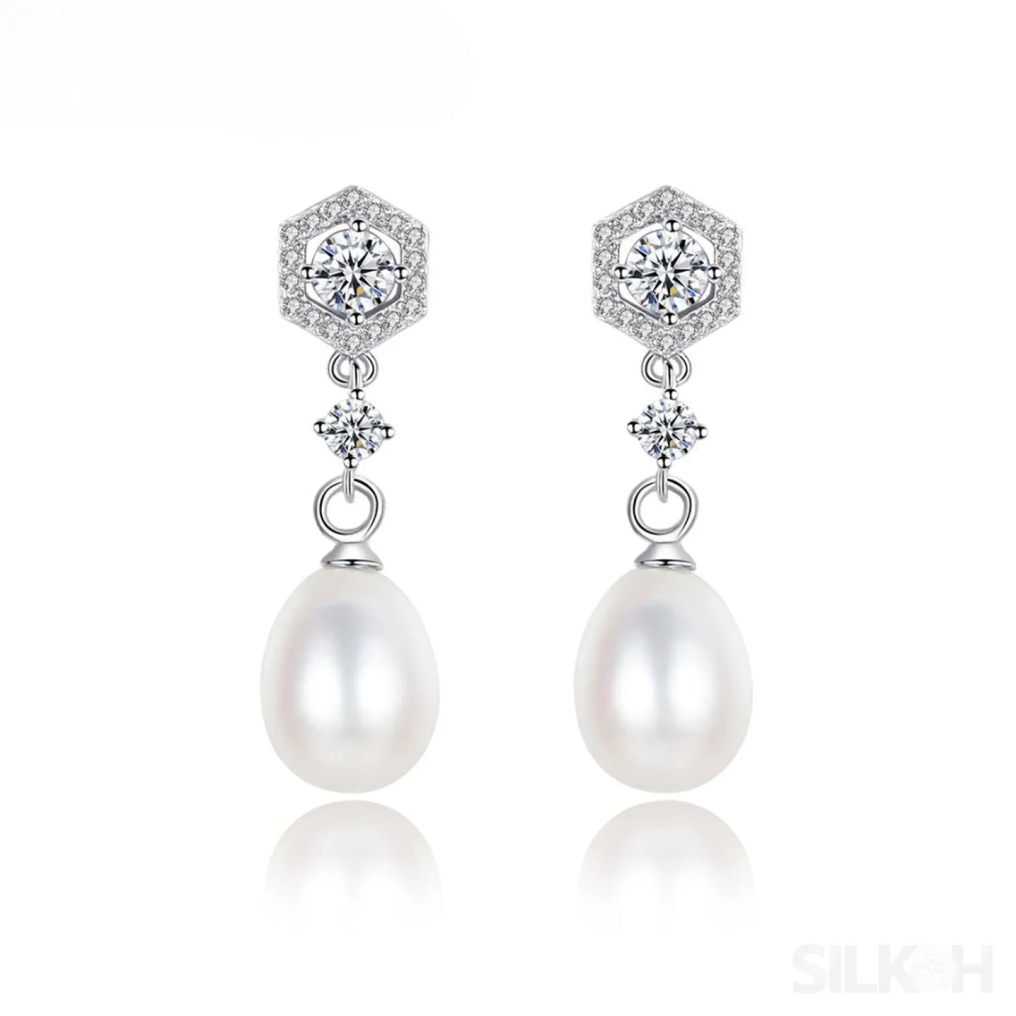 Elegant Sterling Silver Pearl Drop Bridal Earrings Bry - Sassygrove