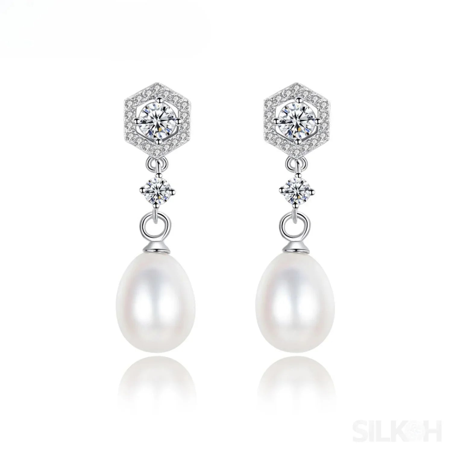Elegant Sterling Silver Pearl Drop Bridal Earrings Bry - Sassygrove