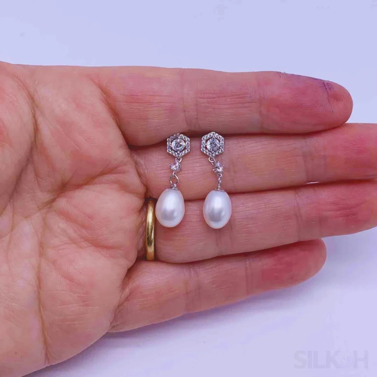 Elegant Sterling Silver Pearl Drop Bridal Earrings Bry - Sassygrove