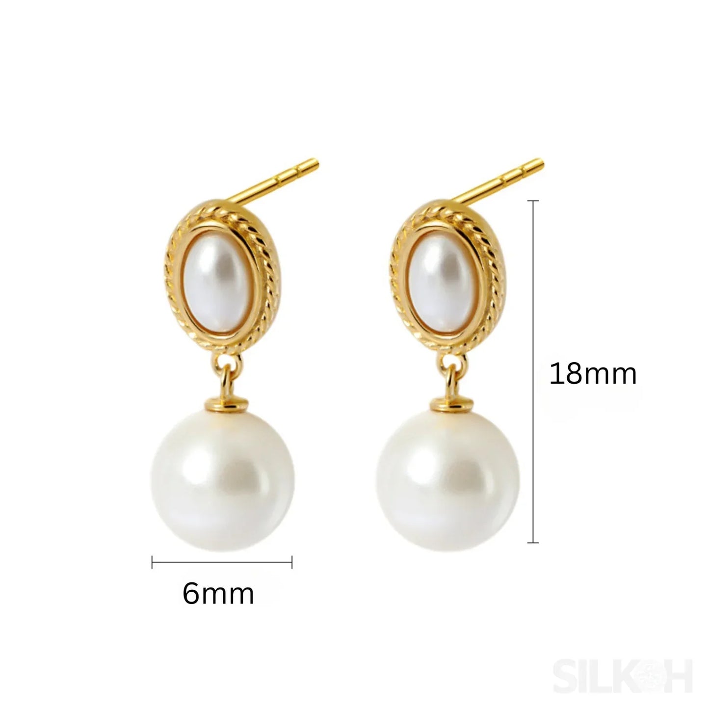 Freshwater 18K Gold Plated Sterling Silver Pearl Drop Earrings Lia - Sassygrove