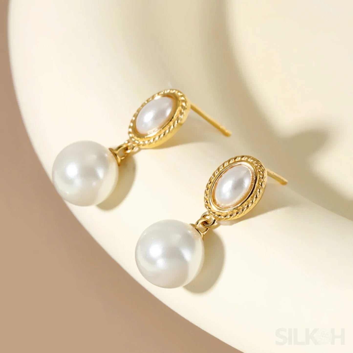 Freshwater 18K Gold Plated Sterling Silver Pearl Drop Earrings Lia - Sassygrove