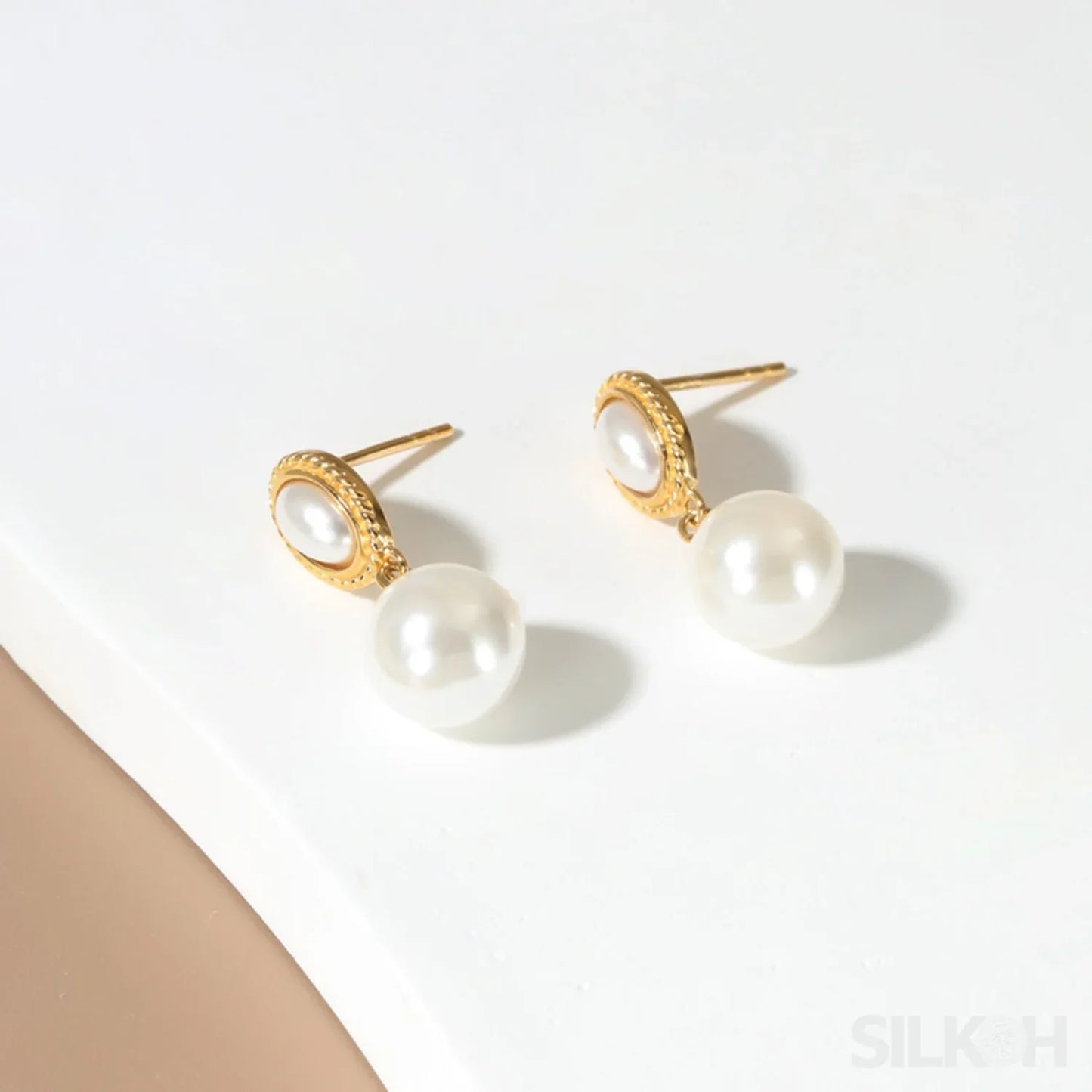 Freshwater 18K Gold Plated Sterling Silver Pearl Drop Earrings Lia - Sassygrove