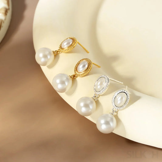Freshwater 18K Gold Plated Sterling Silver Pearl Drop Earrings Lia - Sassygrove