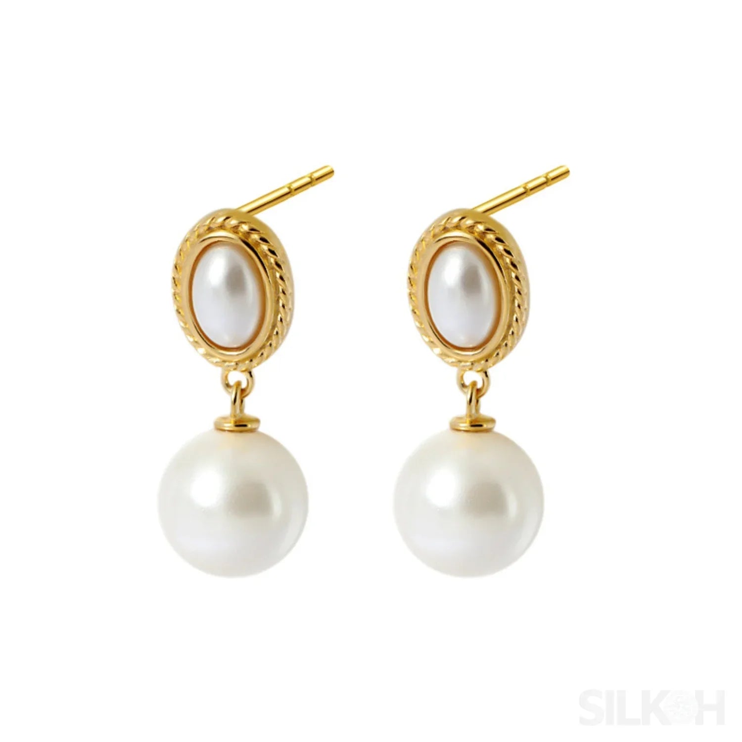 Freshwater 18K Gold Plated Sterling Silver Pearl Drop Earrings Lia - Sassygrove