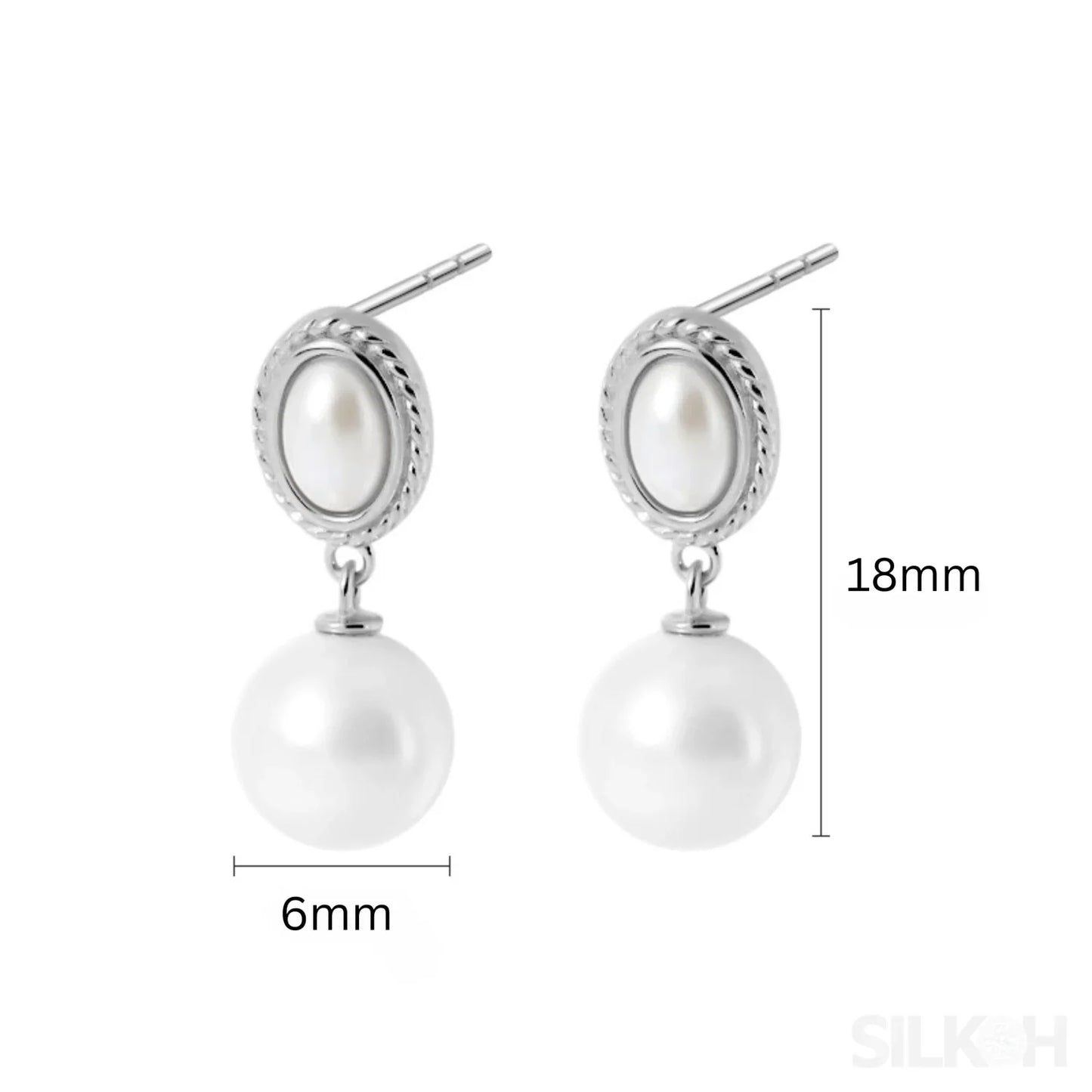 Freshwater 18K Gold Plated Sterling Silver Pearl Drop Earrings Lia - Sassygrove