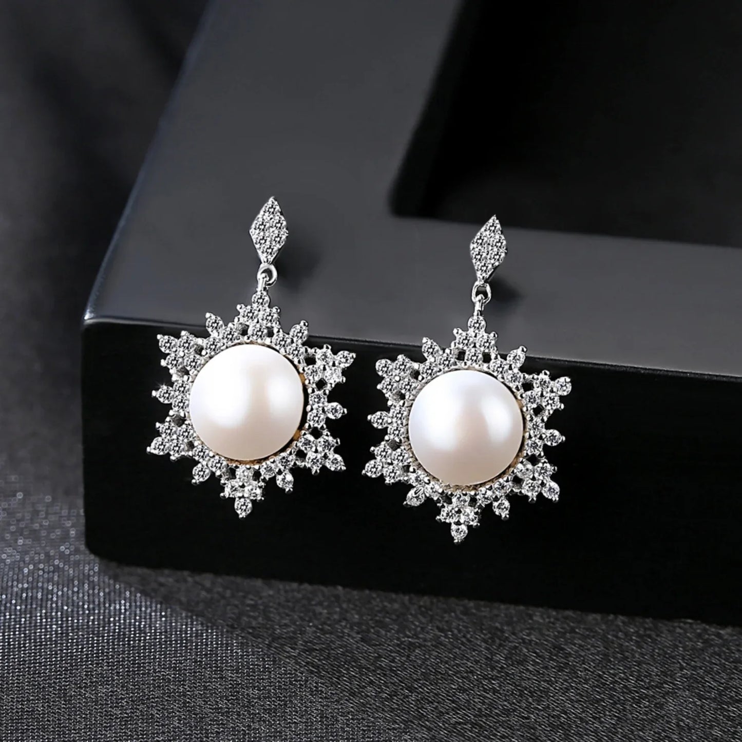 Freshwater Snowflake Shape Sterling Silver Pearl Stud Earring Ayla - Sassygrove