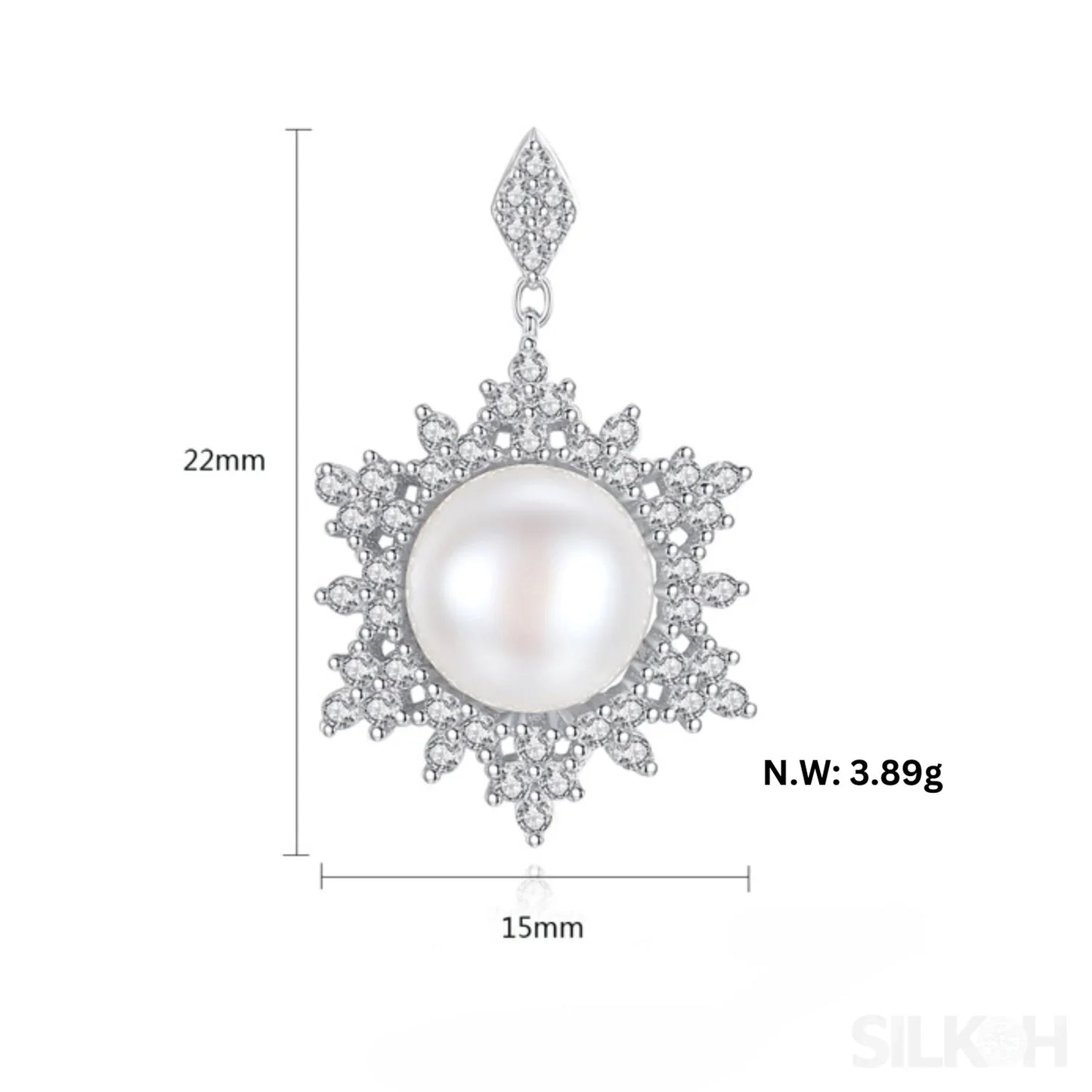 Freshwater Snowflake Shape Sterling Silver Pearl Stud Earring Ayla - Sassygrove