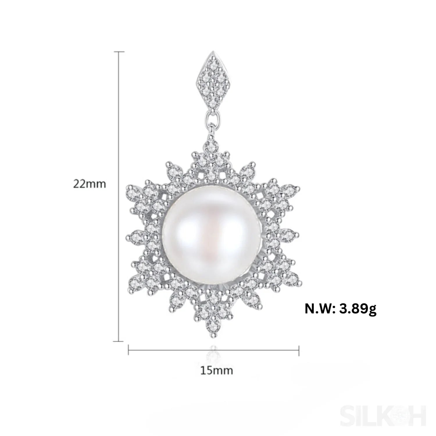 Freshwater Snowflake Shape Sterling Silver Pearl Stud Earring Ayla - Sassygrove