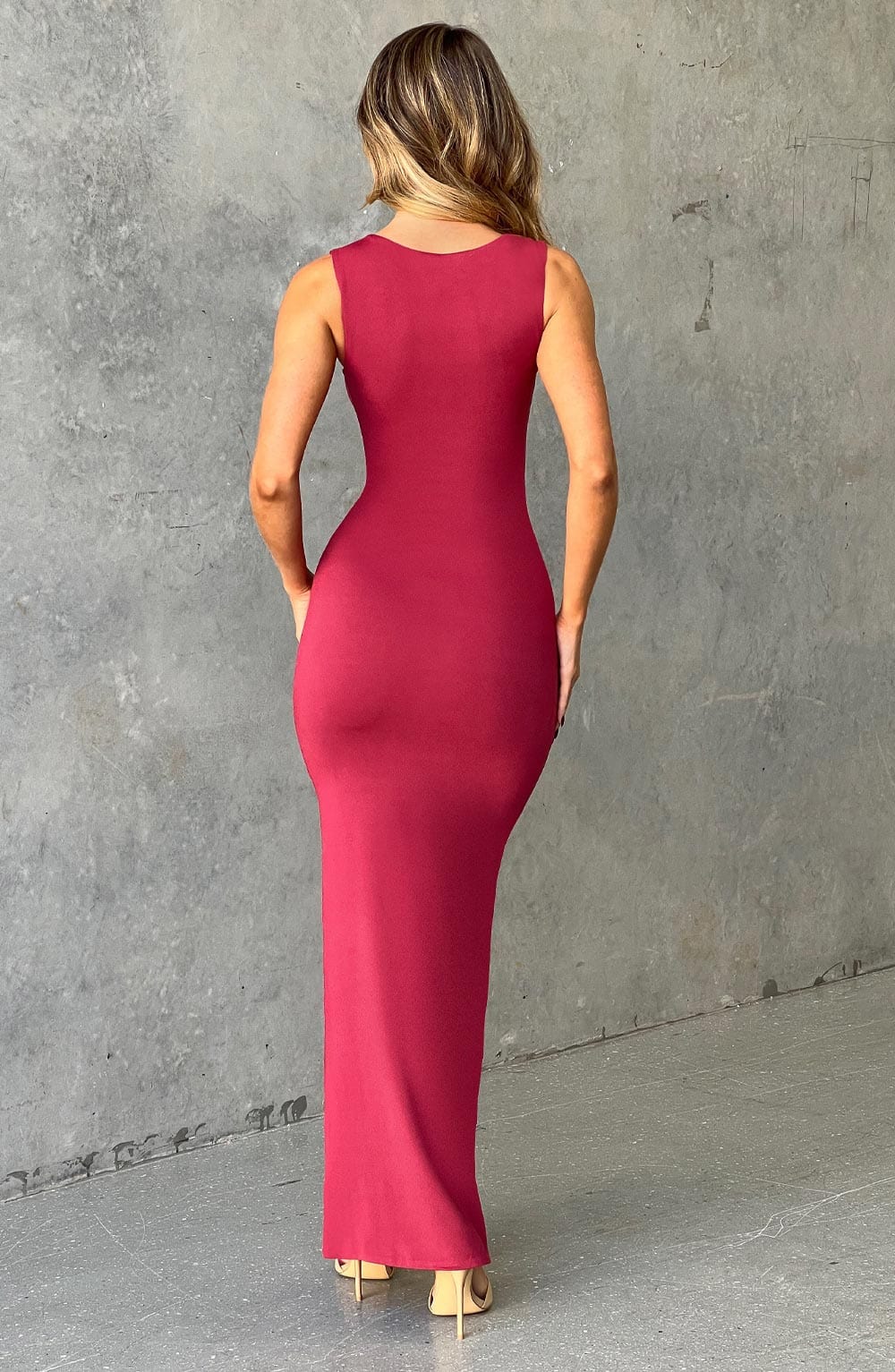 Crimson Cascade Maxi Dress-Cherry - Sassygrove