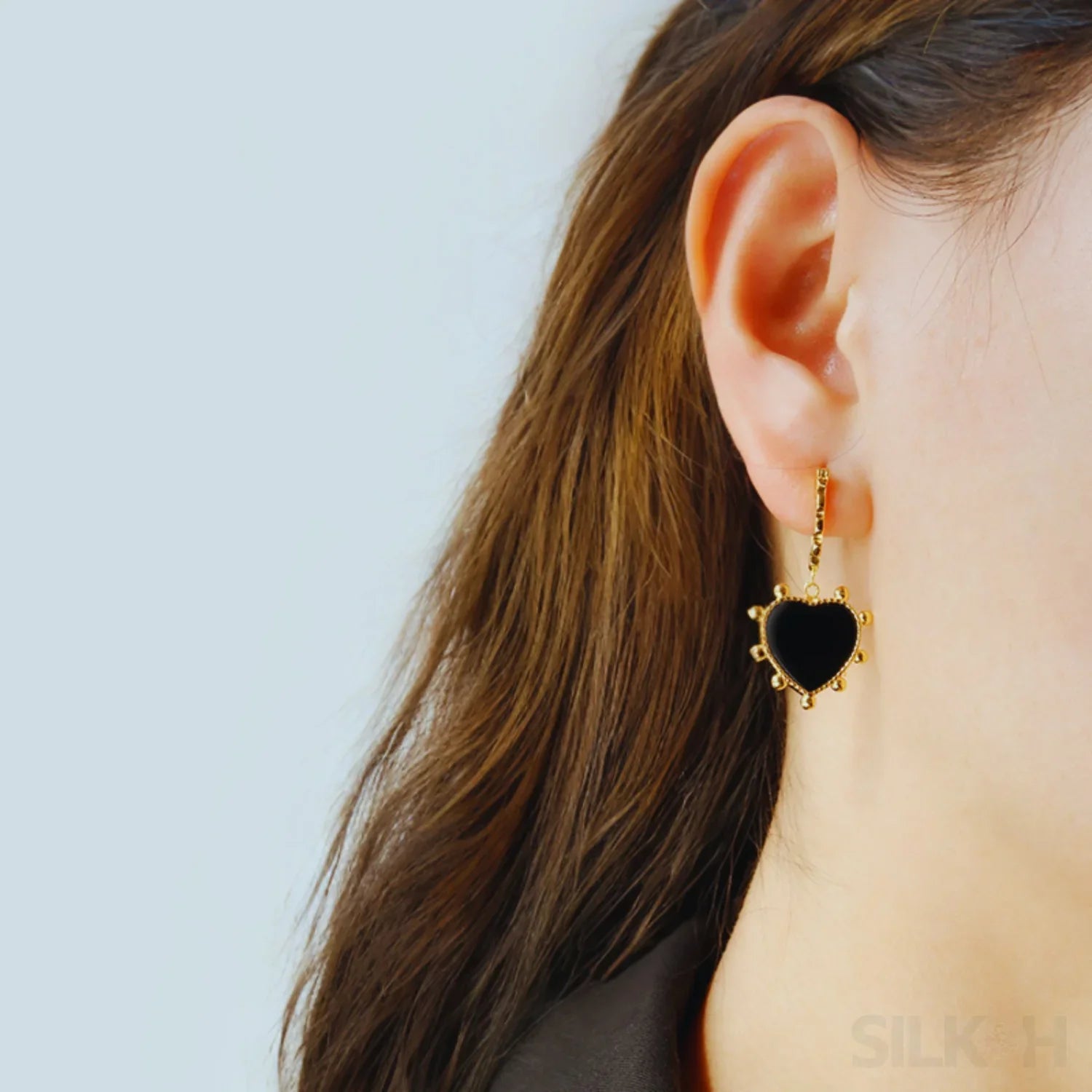 Heart Shaped 18K Gold Plated Sterling Silver Hoop Earrings Avery - Sassygrove