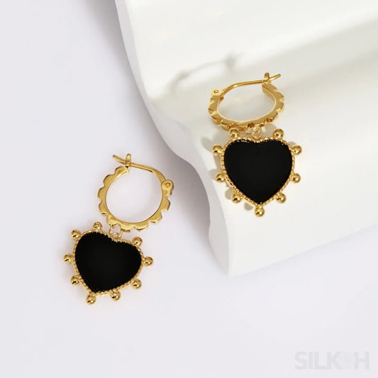 Heart Shaped 18K Gold Plated Sterling Silver Hoop Earrings Avery - Sassygrove