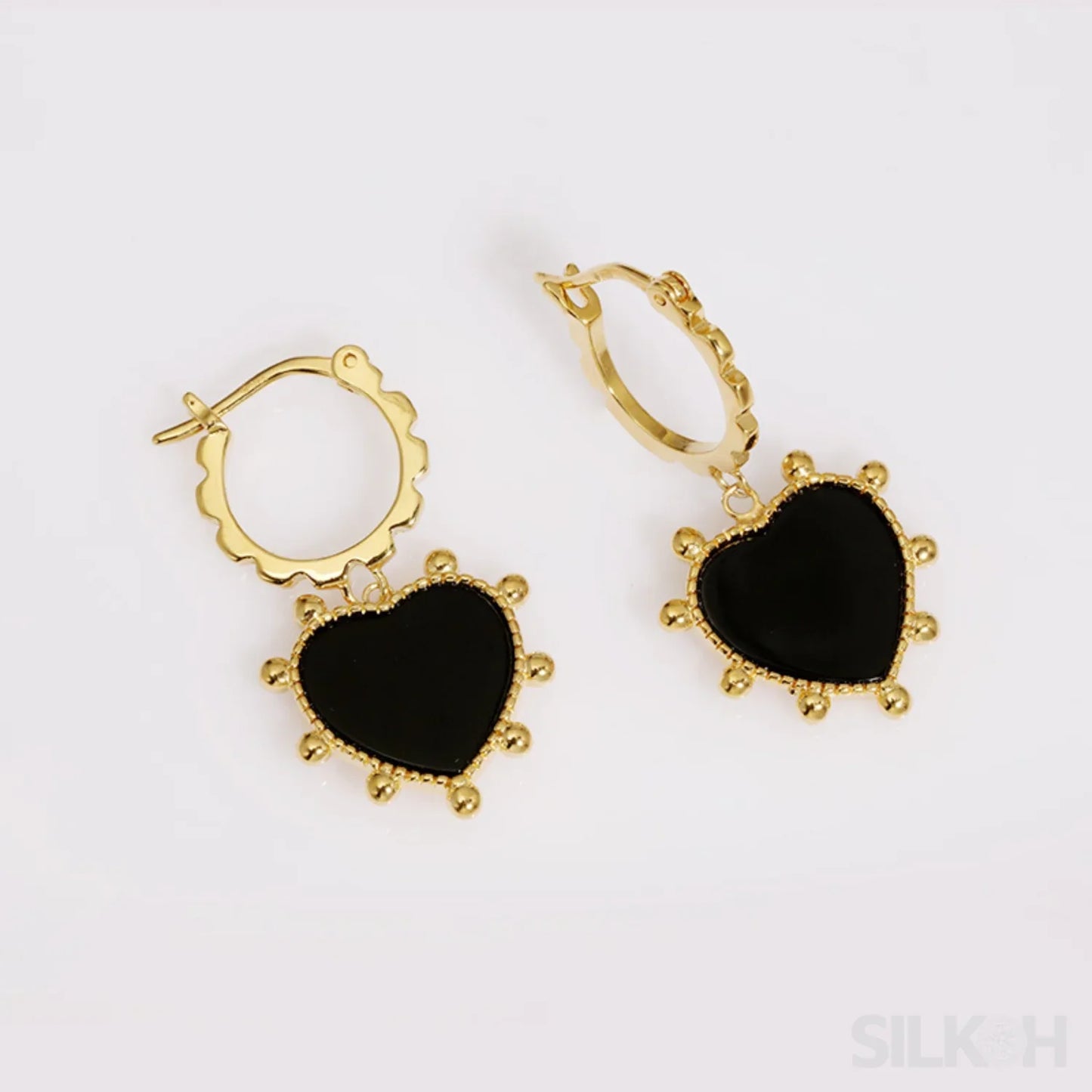 Heart Shaped 18K Gold Plated Sterling Silver Hoop Earrings Avery - Sassygrove