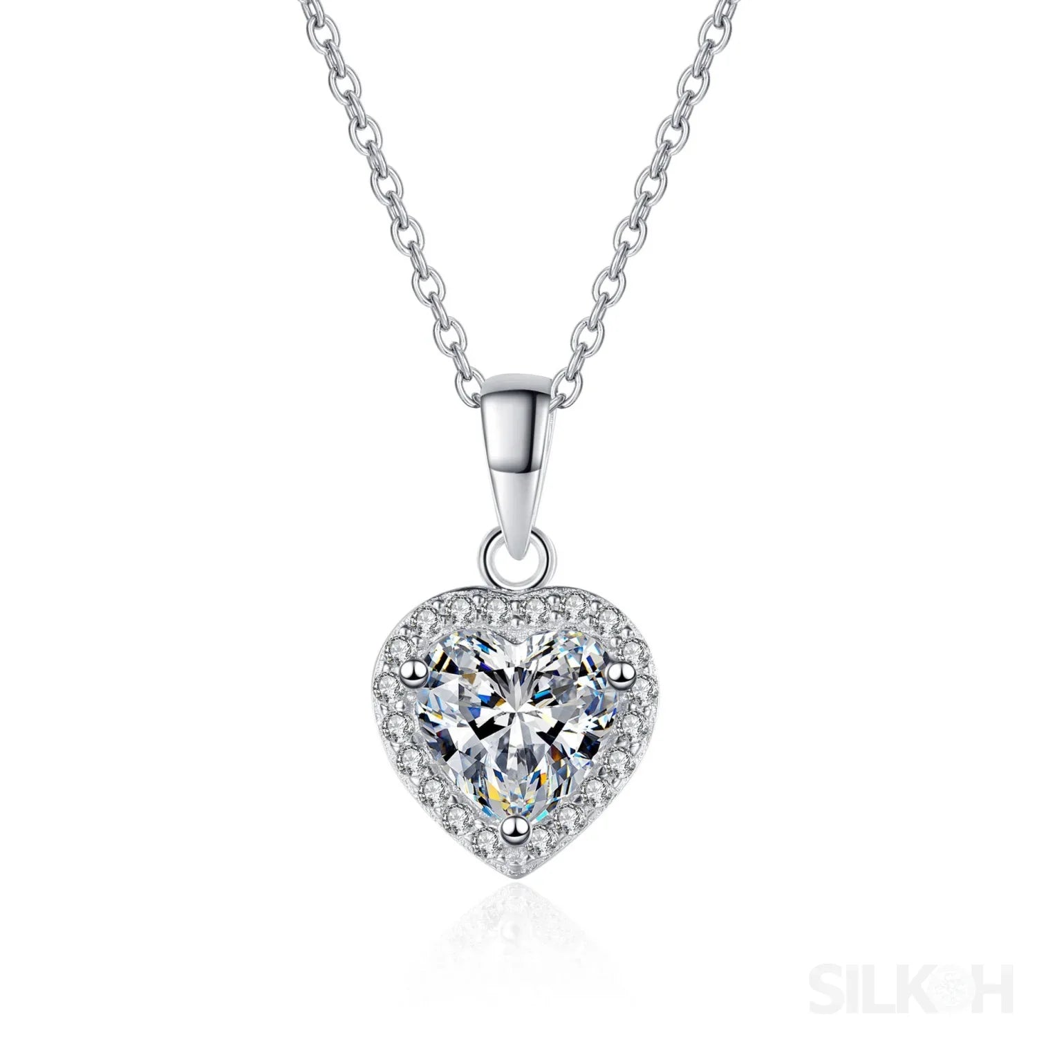 Heart Shaped 925 Sterling Silver Moissanite Necklace Cia - Sassygrove