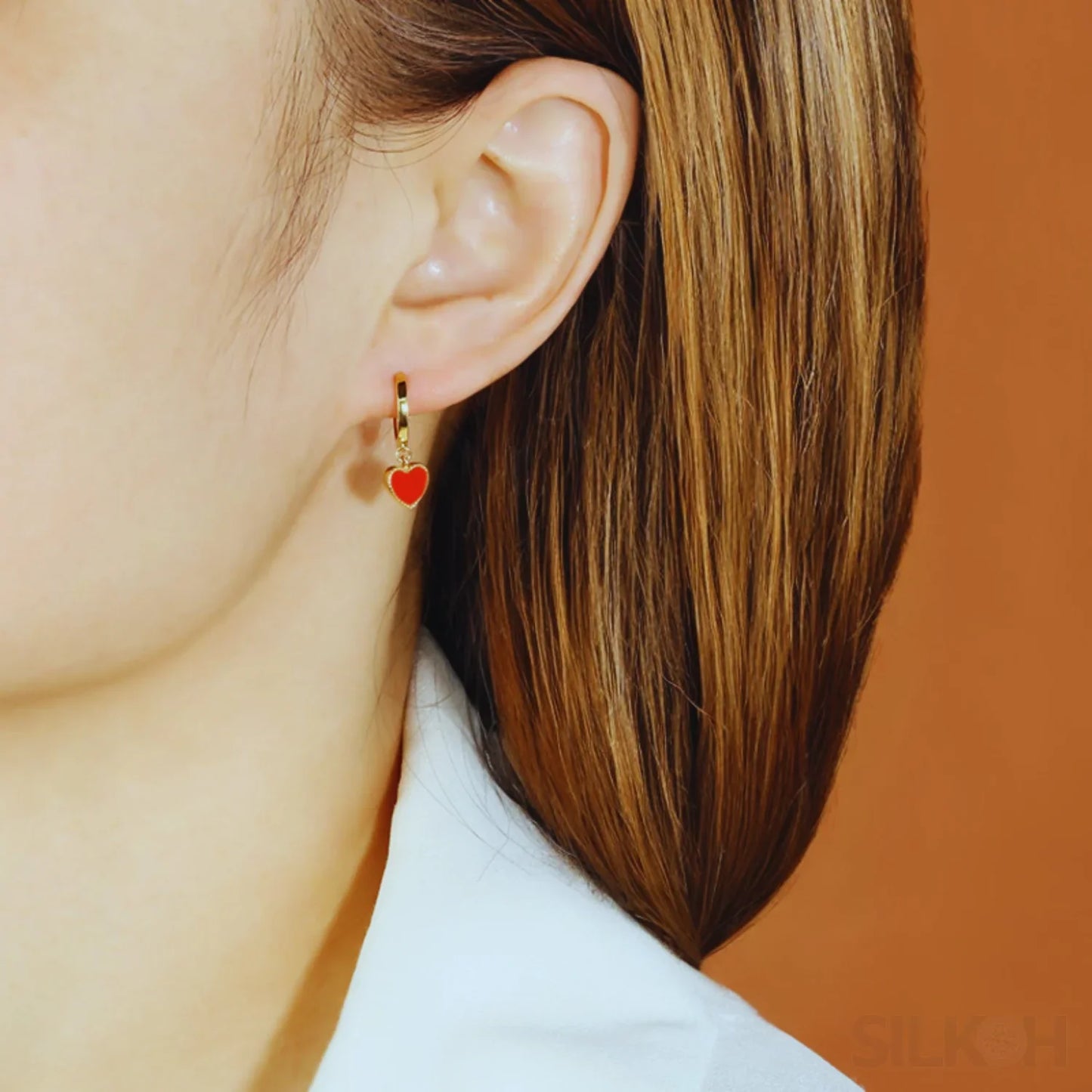 Heart Shaped Sterling Silver Retro Hoop Earrings Una - Sassygrove