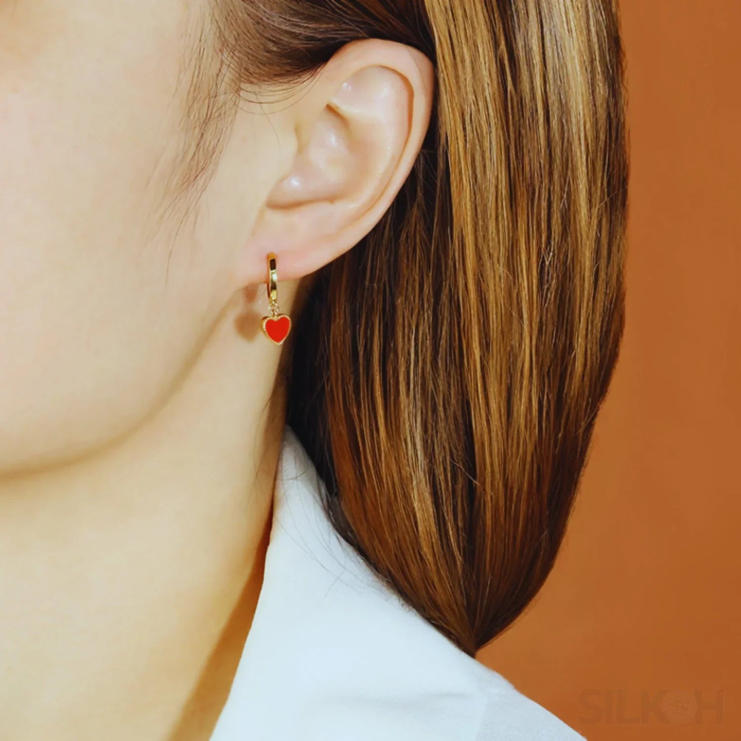 Heart Shaped Sterling Silver Retro Hoop Earrings Una - Sassygrove