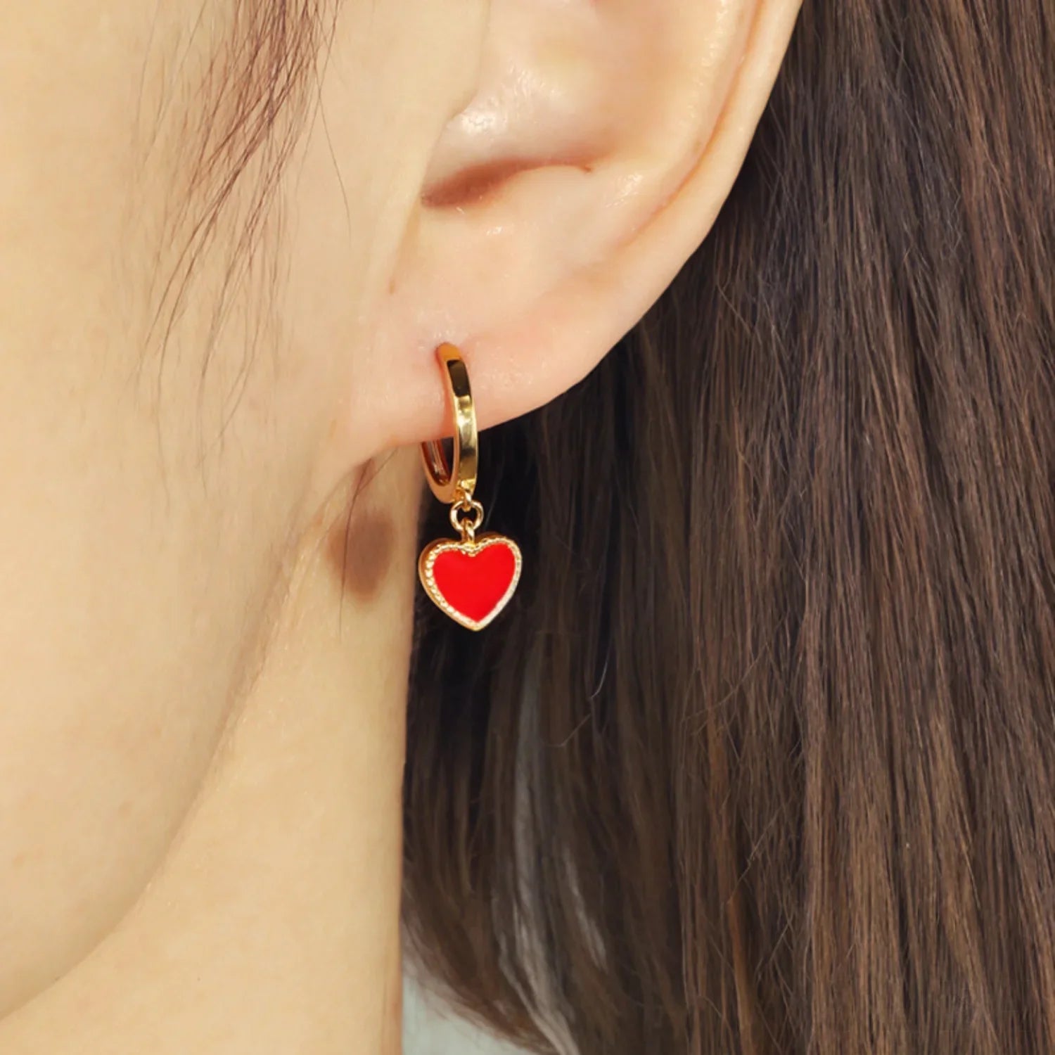 Heart Shaped Sterling Silver Retro Hoop Earrings Una - Sassygrove