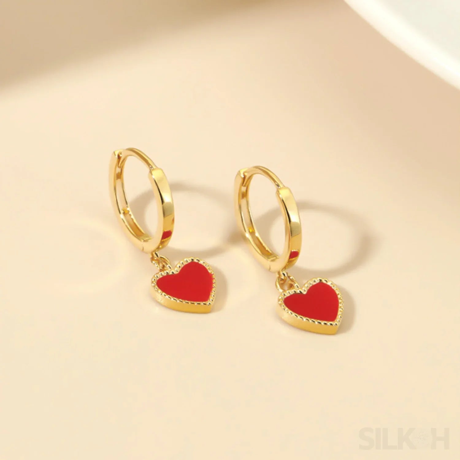 Heart Shaped Sterling Silver Retro Hoop Earrings Una - Sassygrove