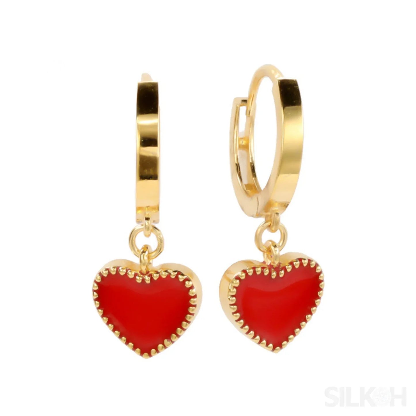Heart Shaped Sterling Silver Retro Hoop Earrings Una - Sassygrove