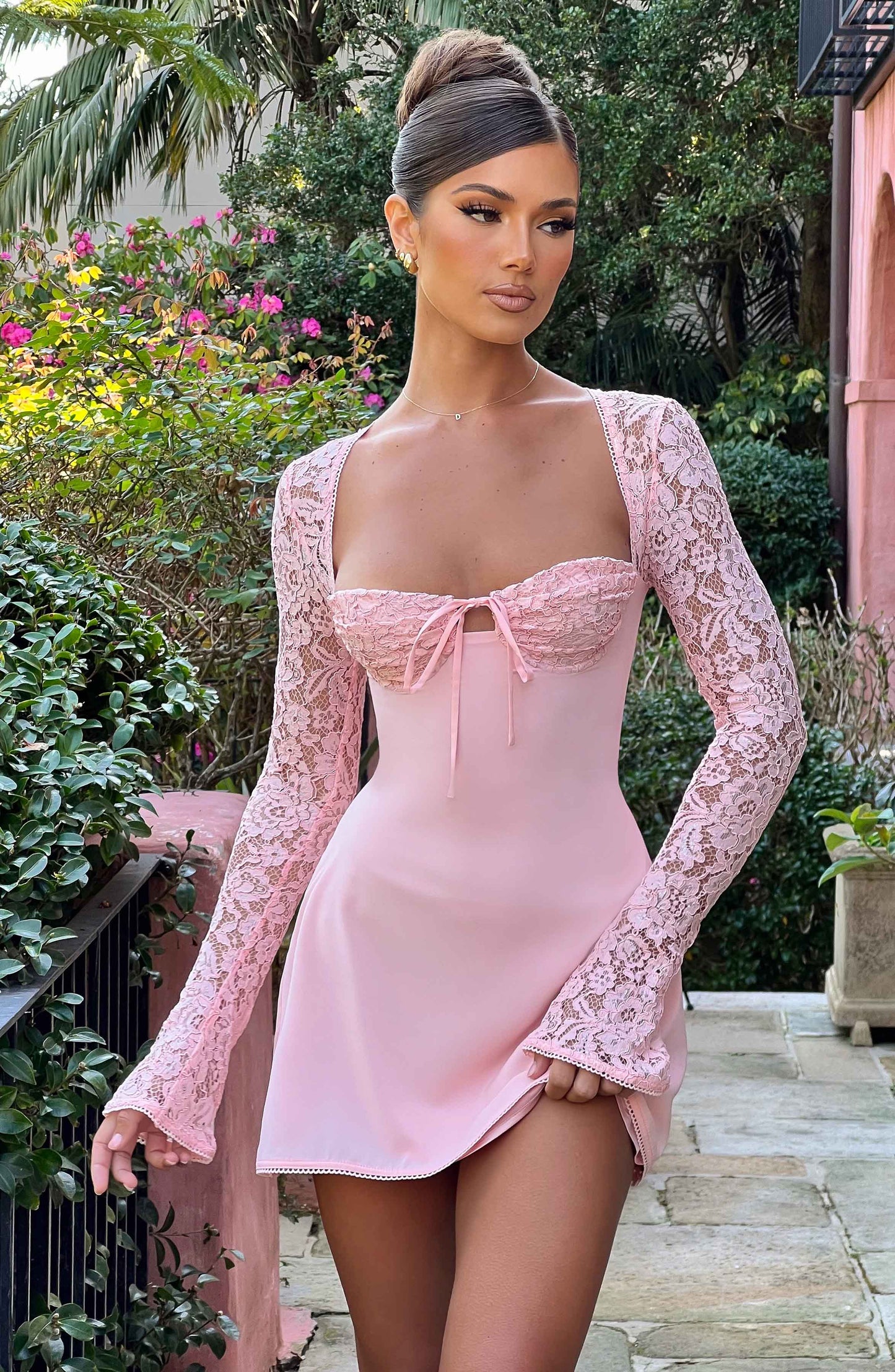 Twilight Temptation Mini Dress - Blush - Sassygrove