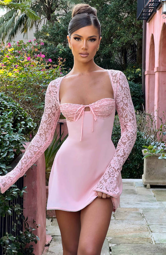 Twilight Temptation Mini Dress - Blush - Sassygrove