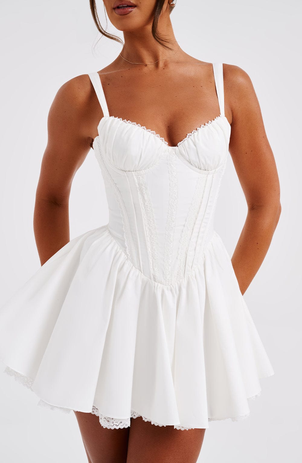Josie Mini Dress - White - Sassygrove