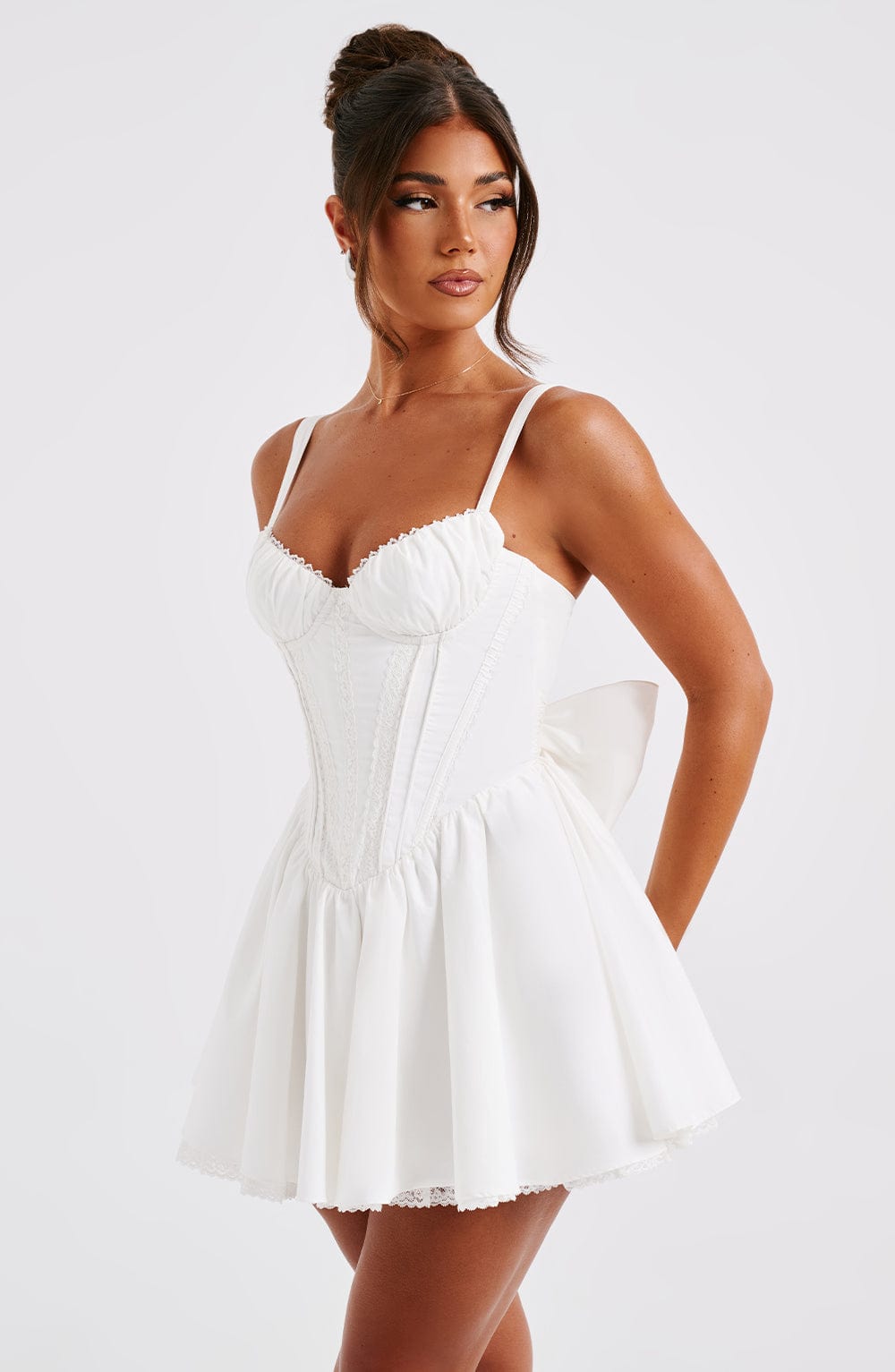 Josie Mini Dress - White - Sassygrove