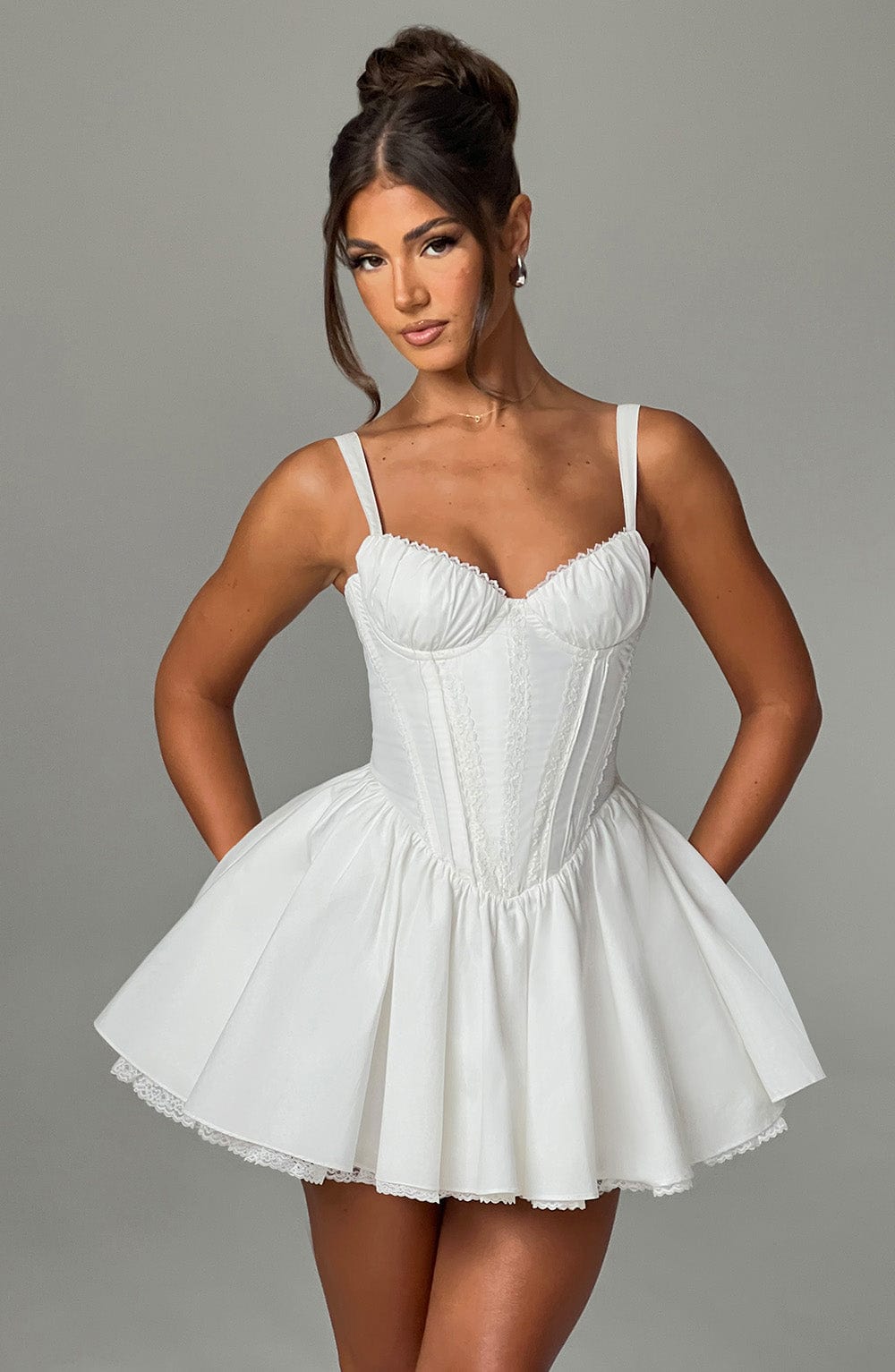 Josie Mini Dress - White - Sassygrove